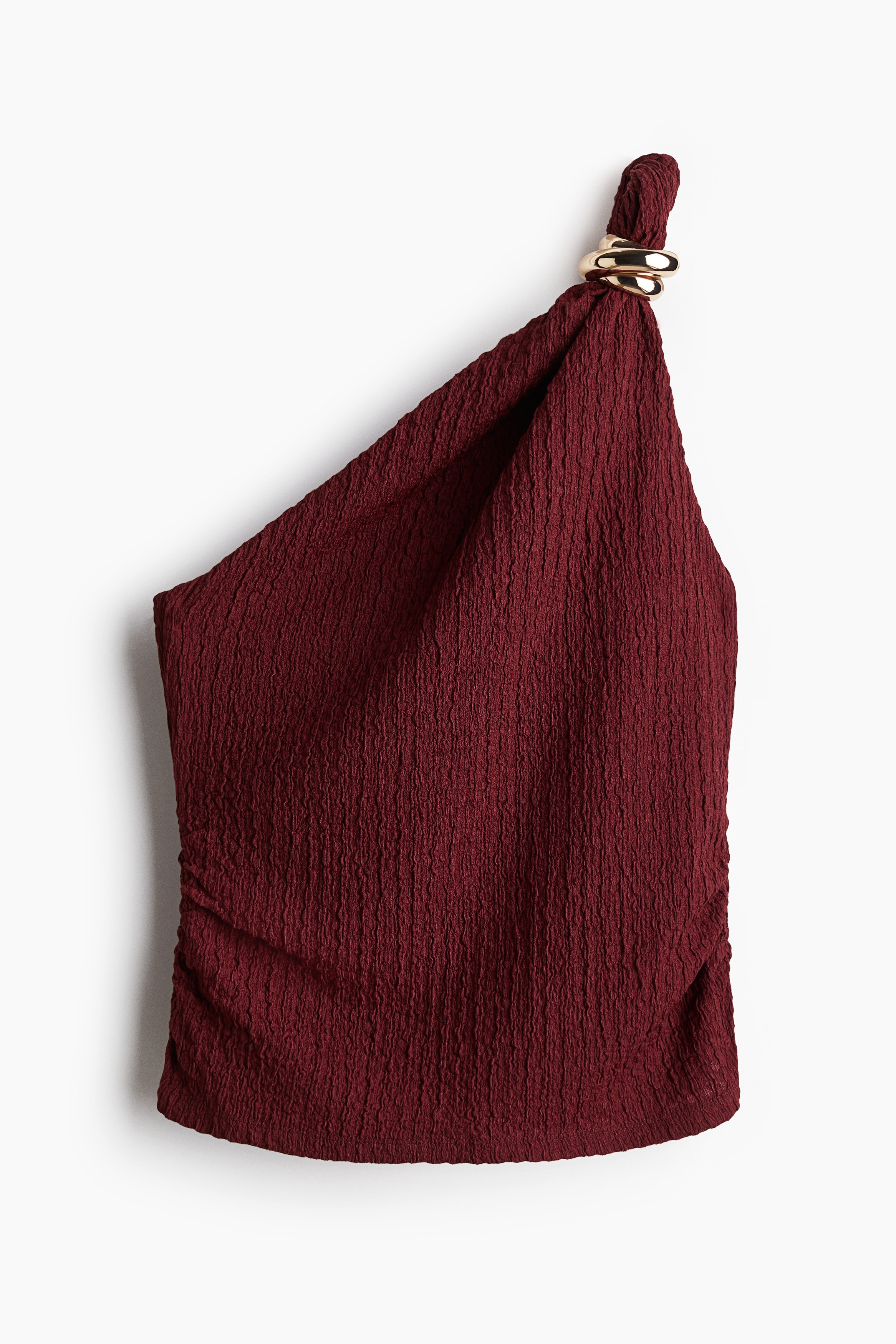 Top cu un umăr gol - Roșu-burgund/Verde-kaki închis/Alb/Negru