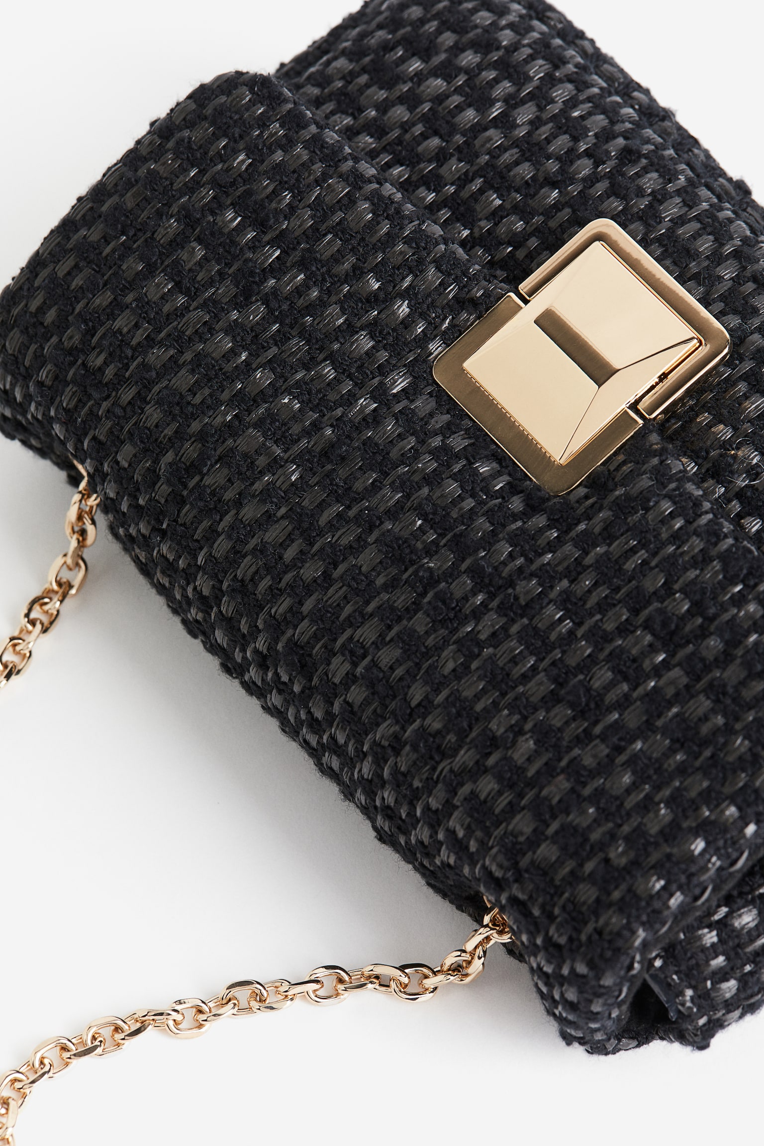 Textured Weave Crossbody Bag - Black - 2