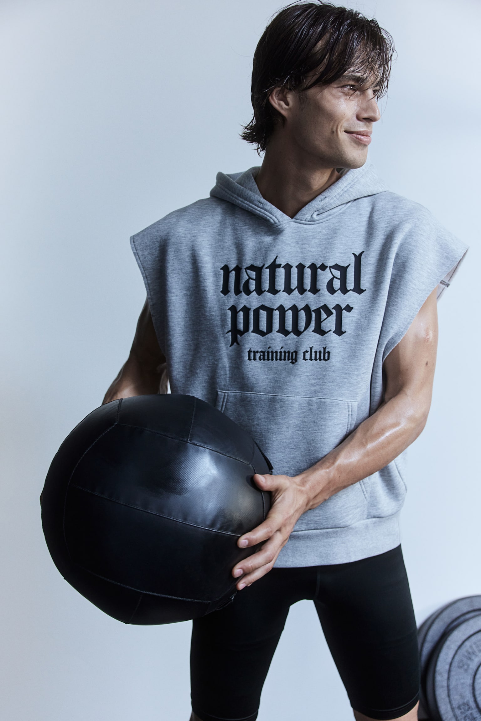 Loose Fit Sleeveless sports hoodie - Grey marl/Natural power/Black/Black/Training Team - 6