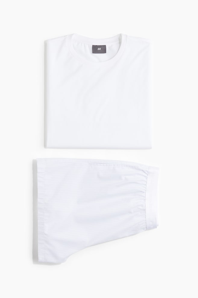 COOLMAX® Pajama T-Shirt and Shorts - White - 1