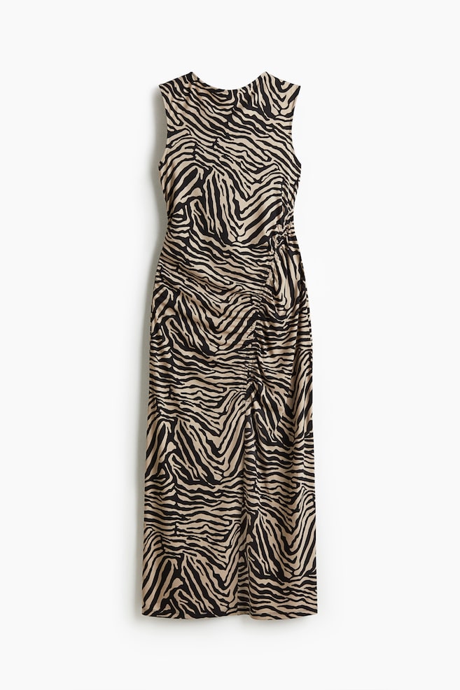 Robe à effet drapé - Noir/motif zébré - 1