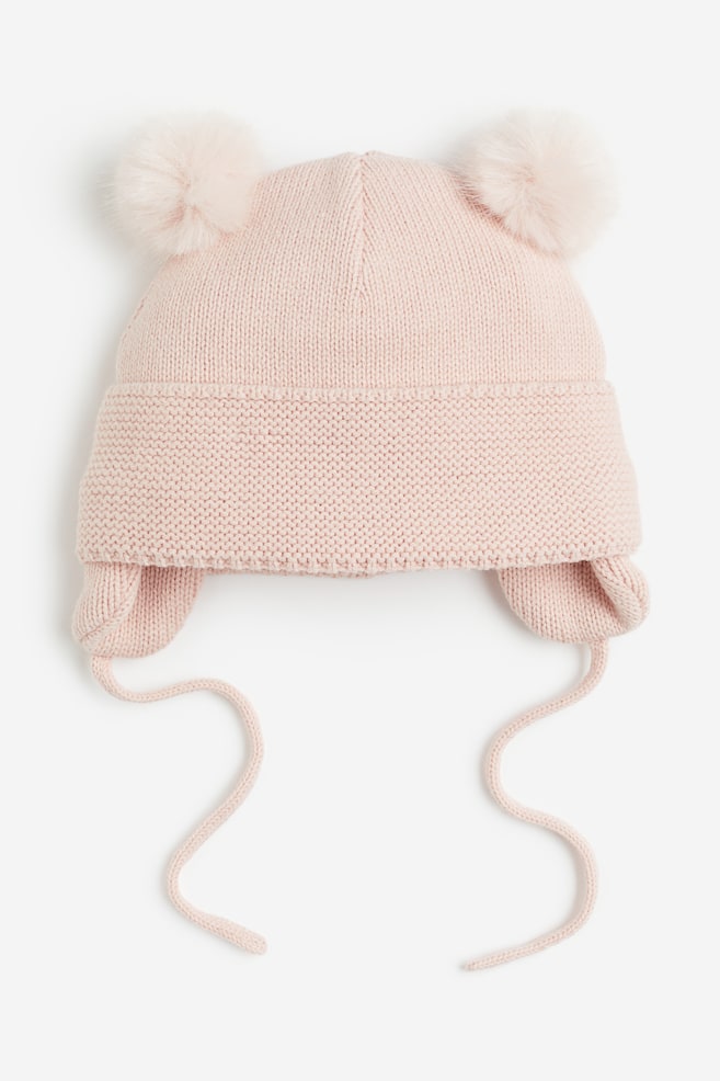 Fleece-lined beanie with earflaps - Light pink/Mole/Light beige - 1