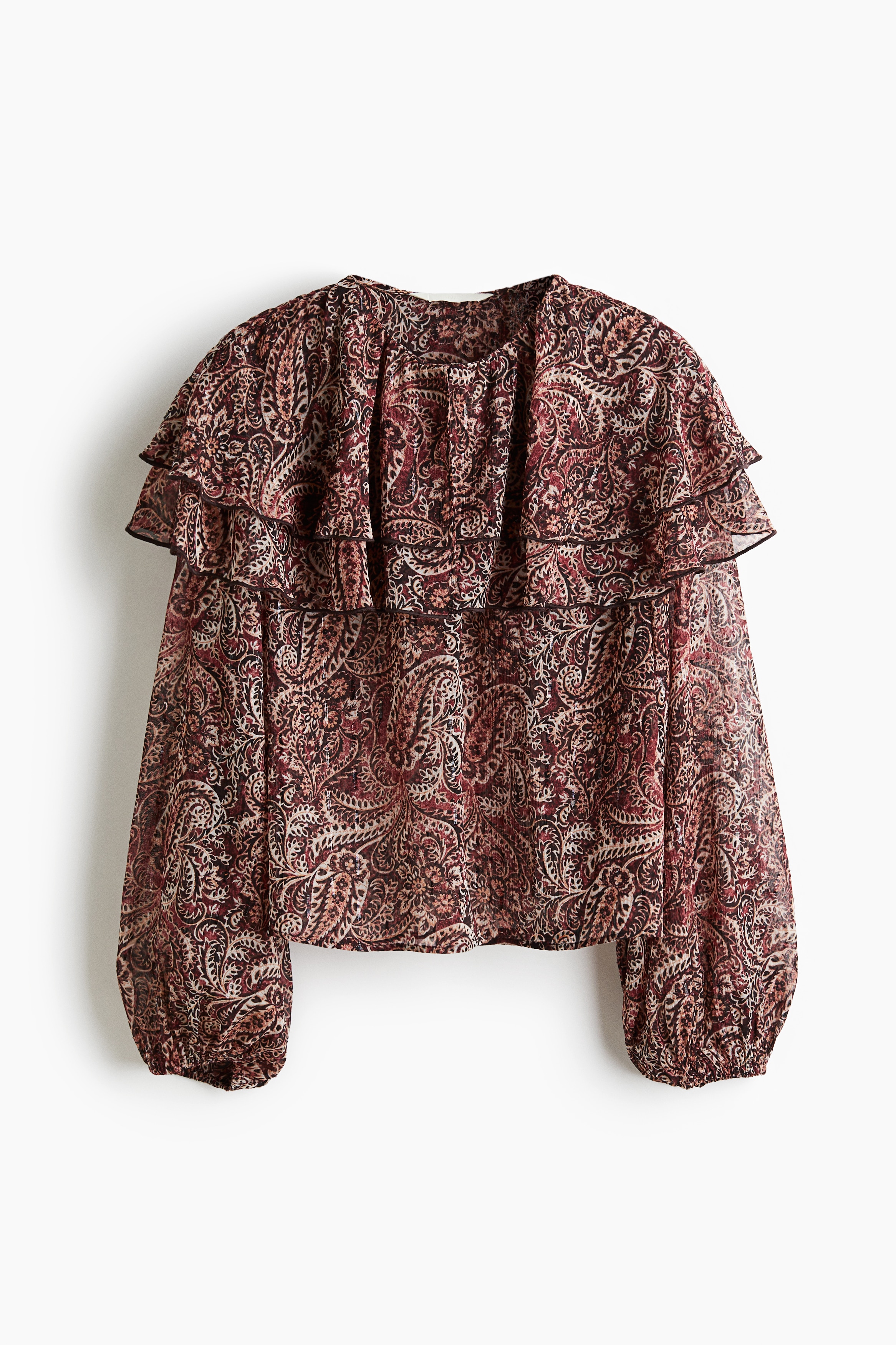 Chiffon Blouse - Burgundy/paisley pattern/Orange