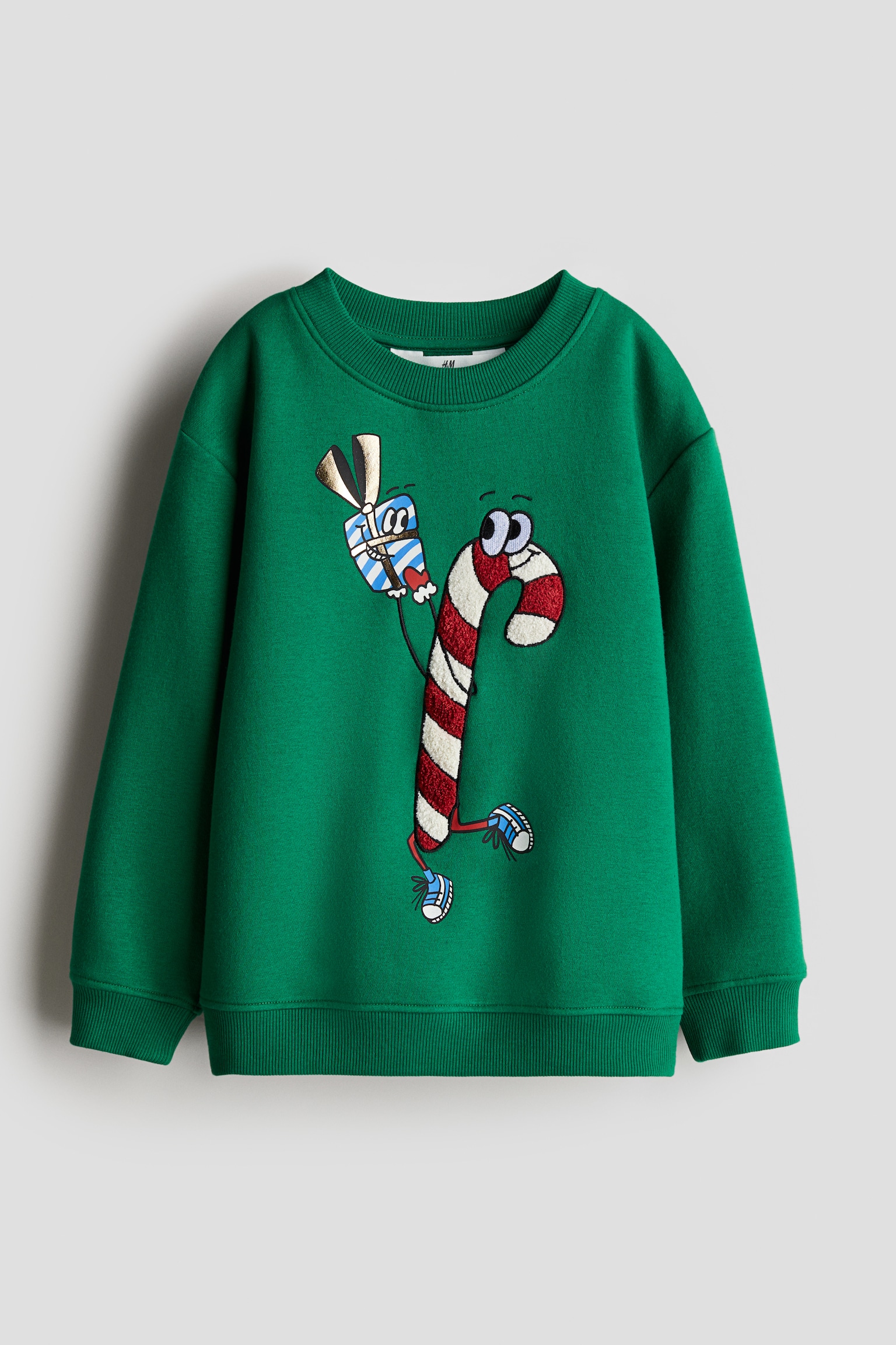 Printed sweatshirt - Green/Candy cane/White/Christmas tree - 1