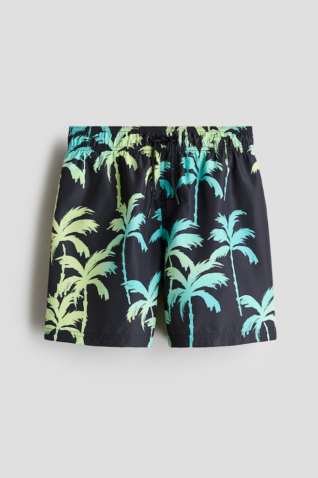 Printed swim shorts - Black/Palm trees/Dusty blue/Patterned/Dark blue/Fish/Bright blue/Tie-dye - 1