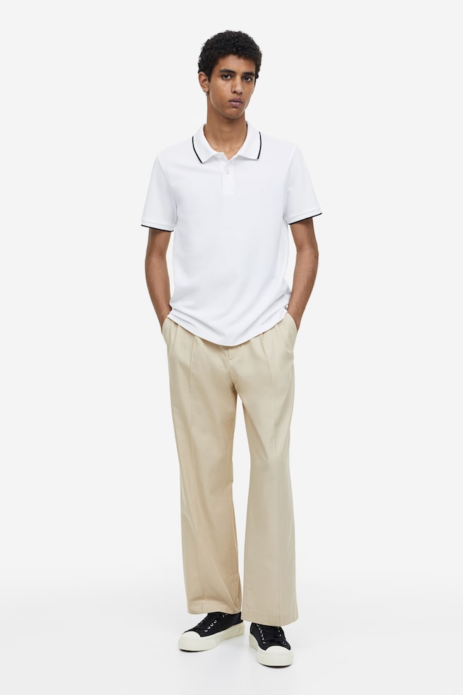 Slim Fit Cotton polo shirt - White/Dark brown/Yellow - 4