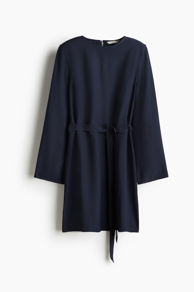 Robe avec ceinture à nouer - Bleu marine - 1