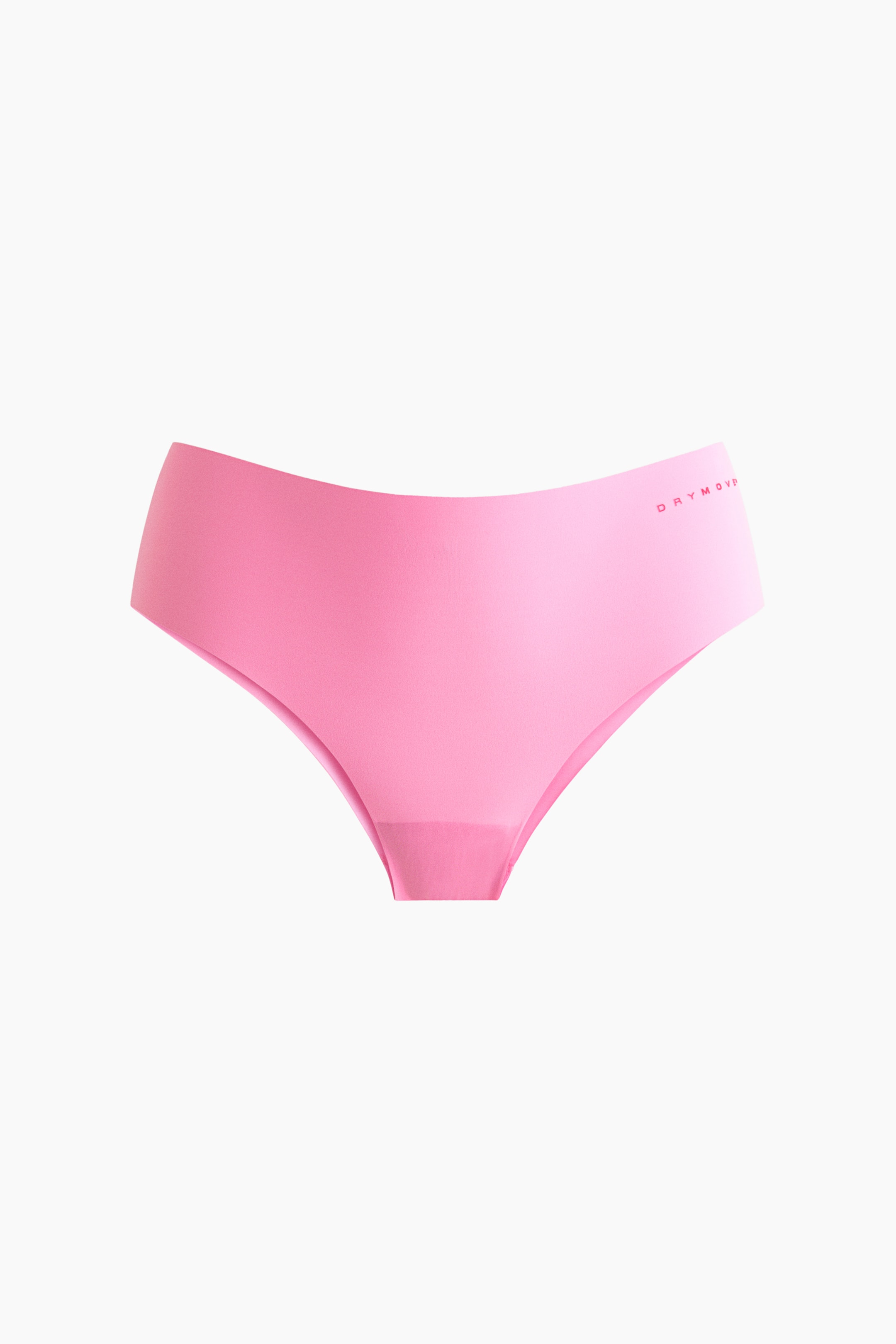Agrandir l'image: Les culottes sport hipster roses sont présentées en vue de face. Elles présentent une construction lisse et sans coutures avec le texte "DRYMOVE" apparaissant sur la hanche gauche.