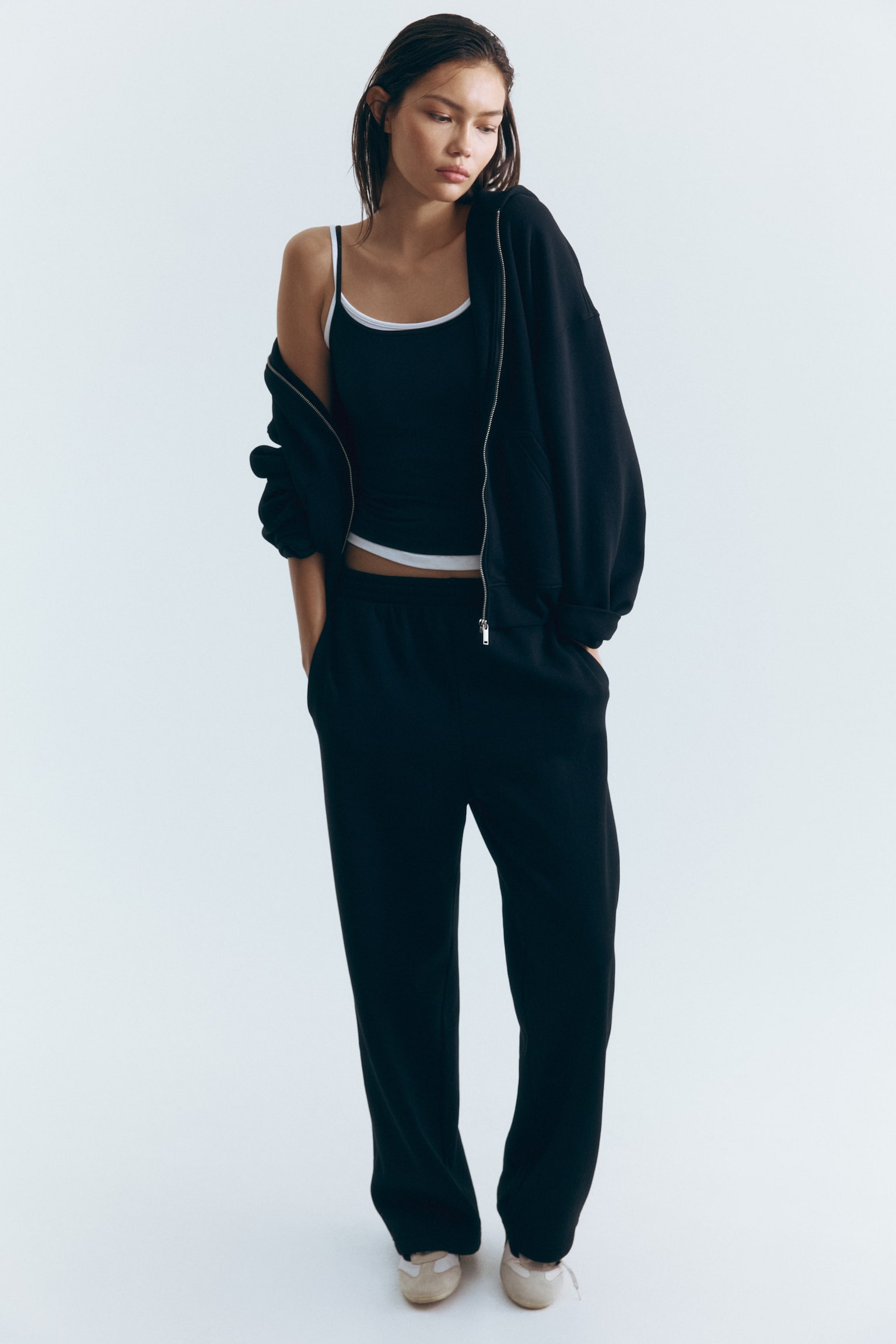 Zip-through hoodie - Black/Light blue - 6