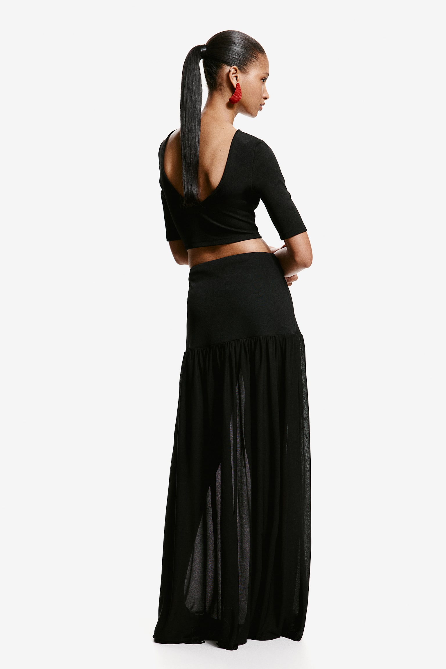 Long Jersey Skirt - Black - 6