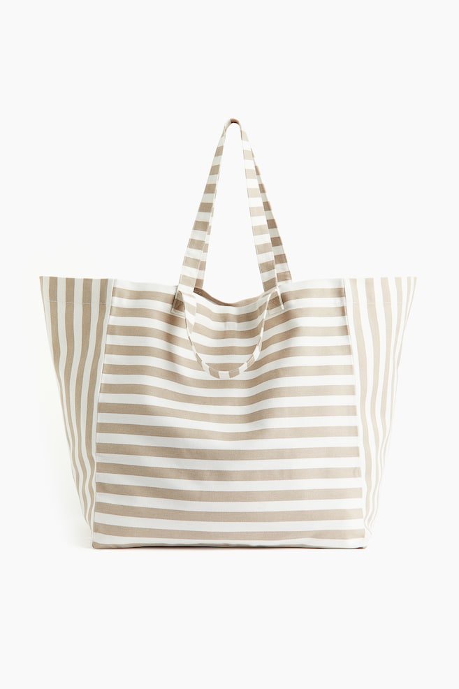 Cotton canvas beach bag - Beige/Striped/Brown/White striped/Green/Striped/Blue/Striped/Yellow/Striped - 1