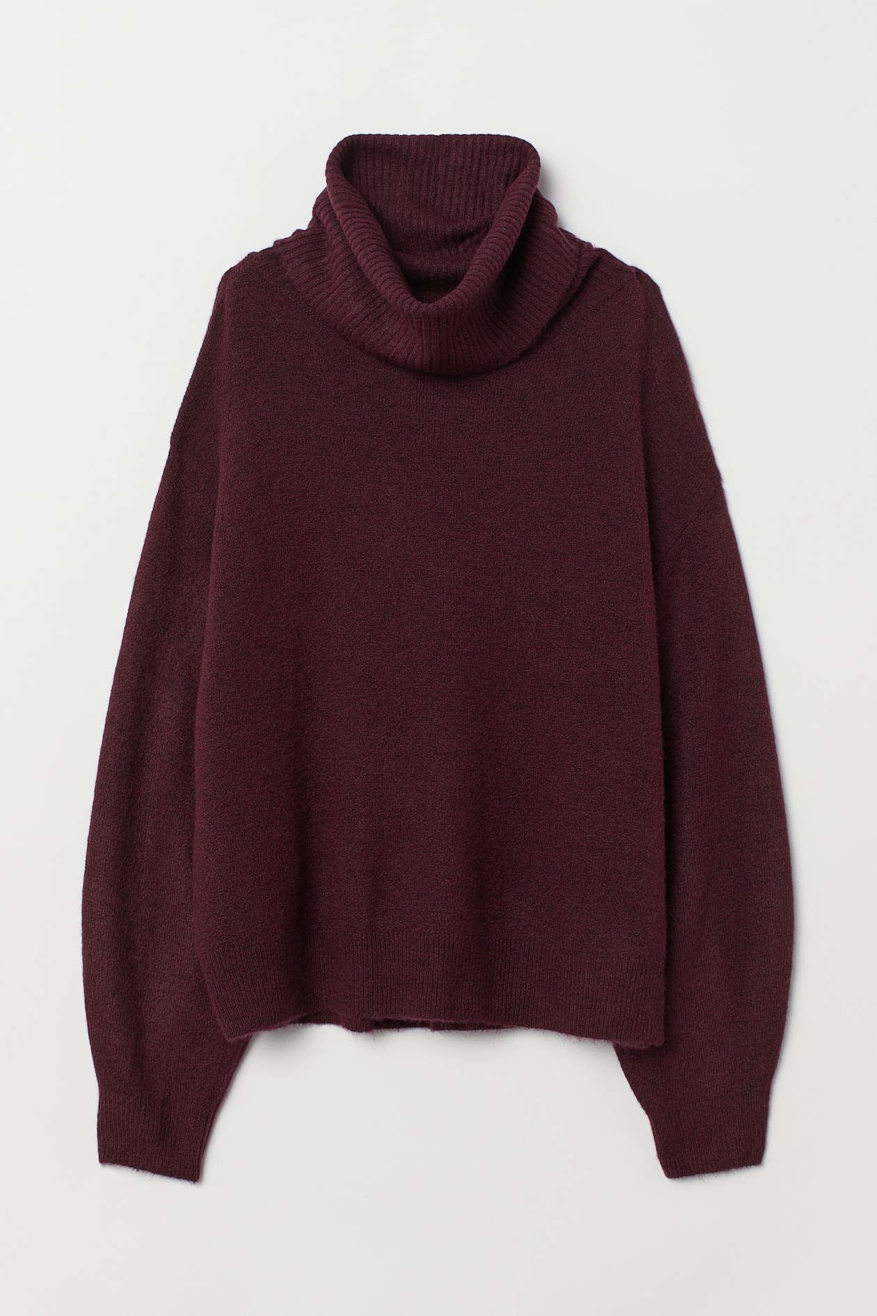 Knit Turtleneck Sweater - Turtleneck - Long sleeve - Burgundy - Ladies ...