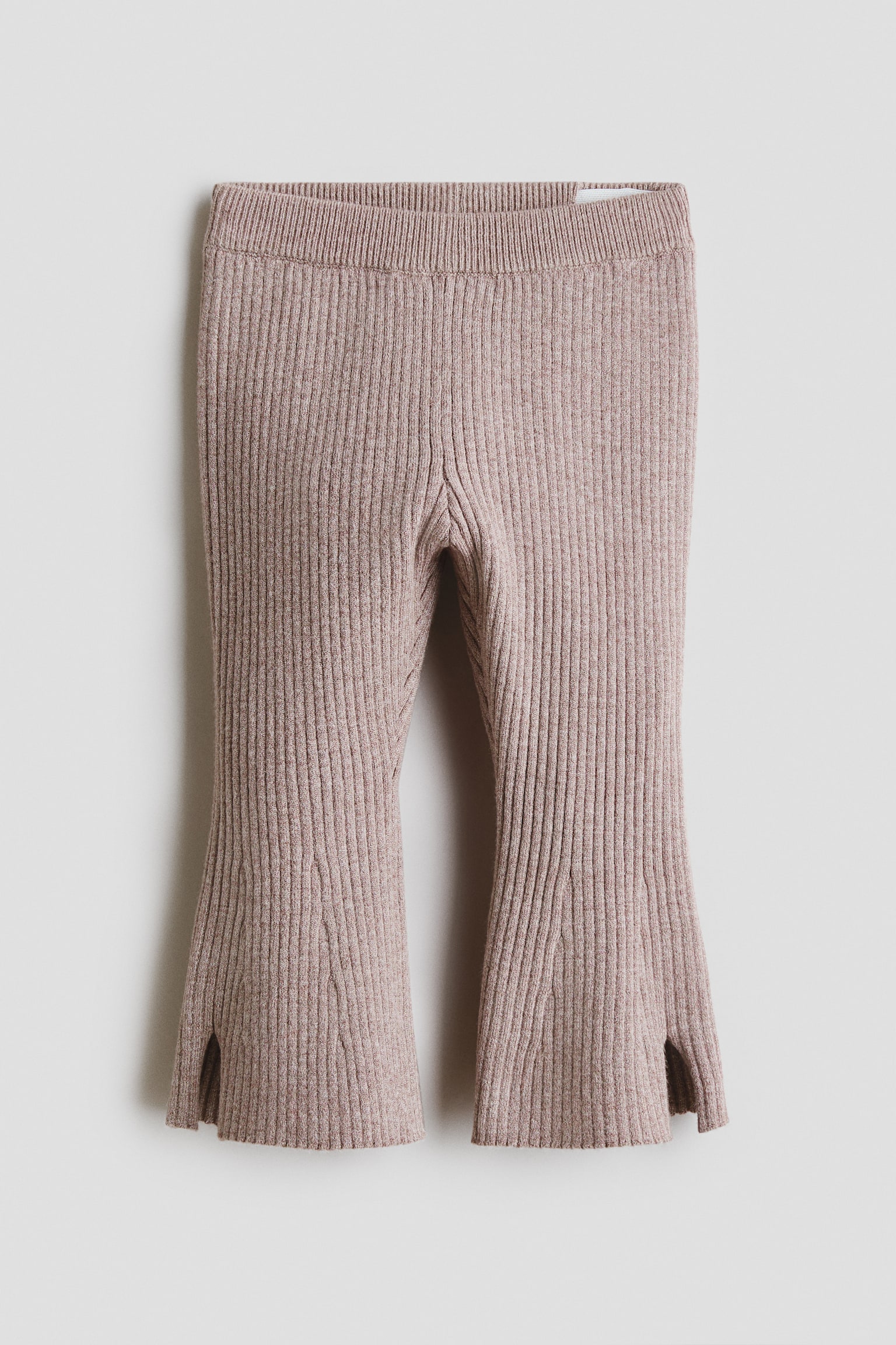 Pantalon évasé en maille côtelée - Beige clair