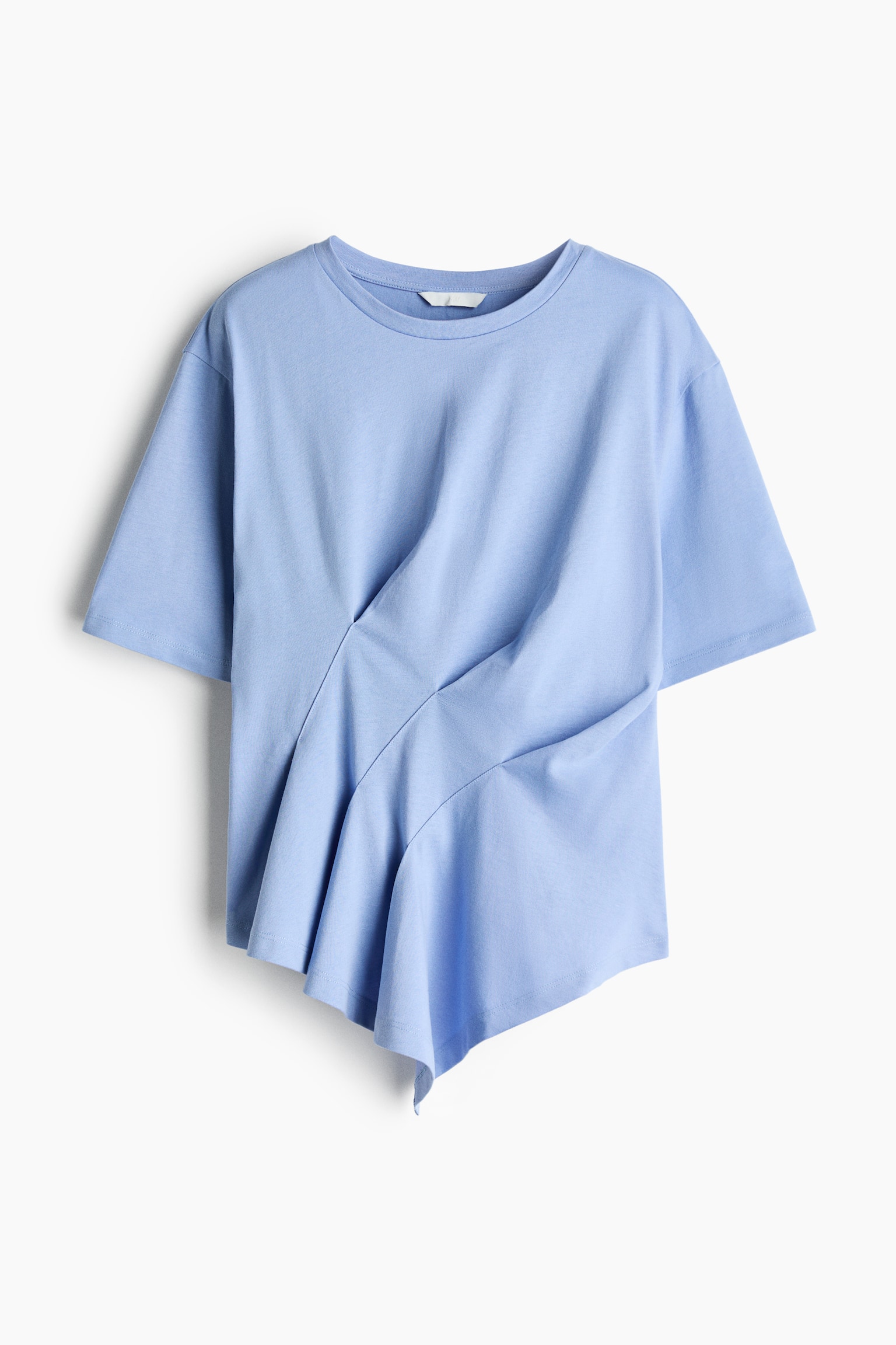 Top plissé en coton - Light blue/Blanc