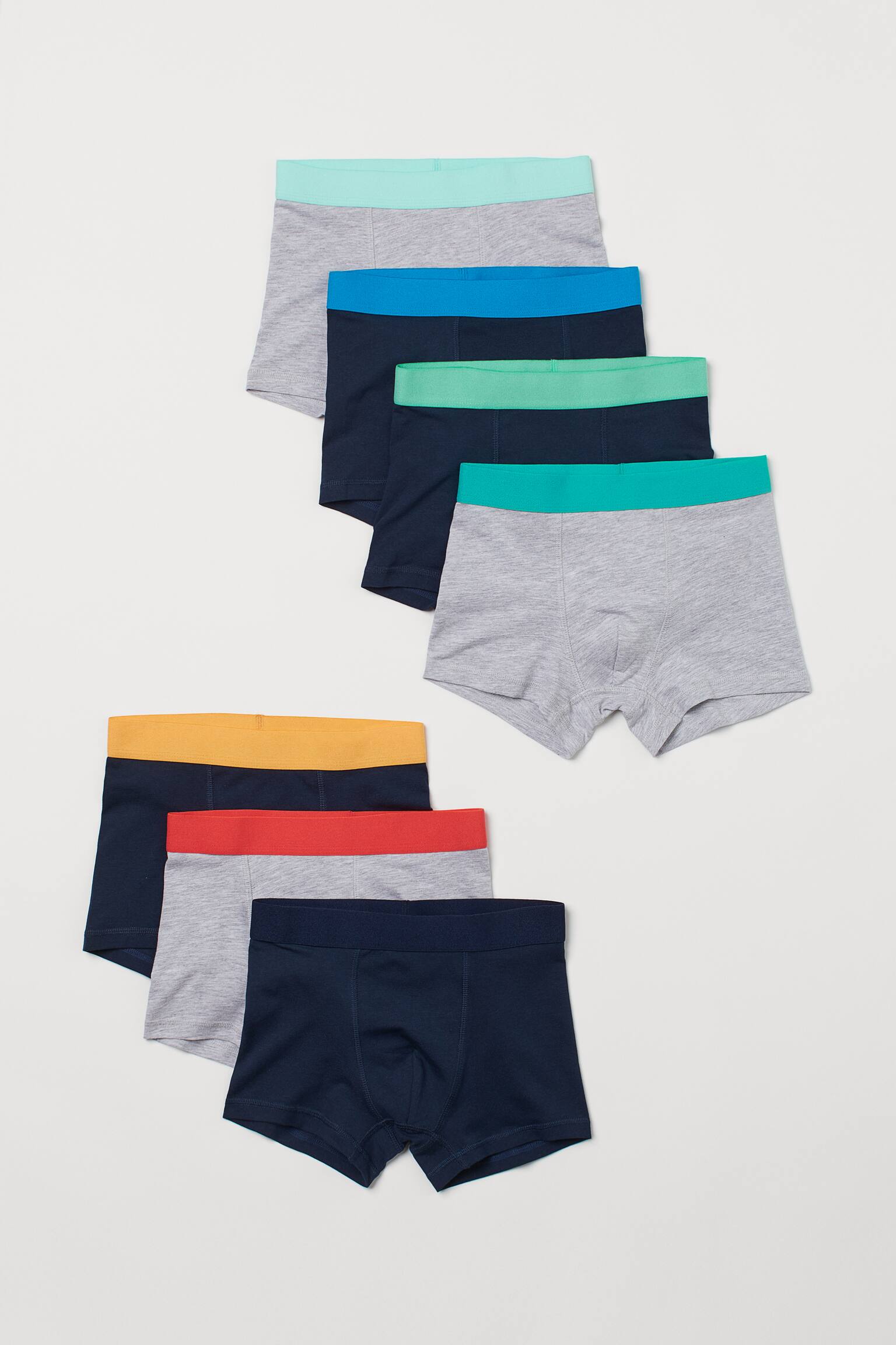 7-pack Boxer Briefs - Light grey marle/Navy blue/Dark blue/Green/Light blue/White/Grey marle/Navy blue/Light grey marle - 1