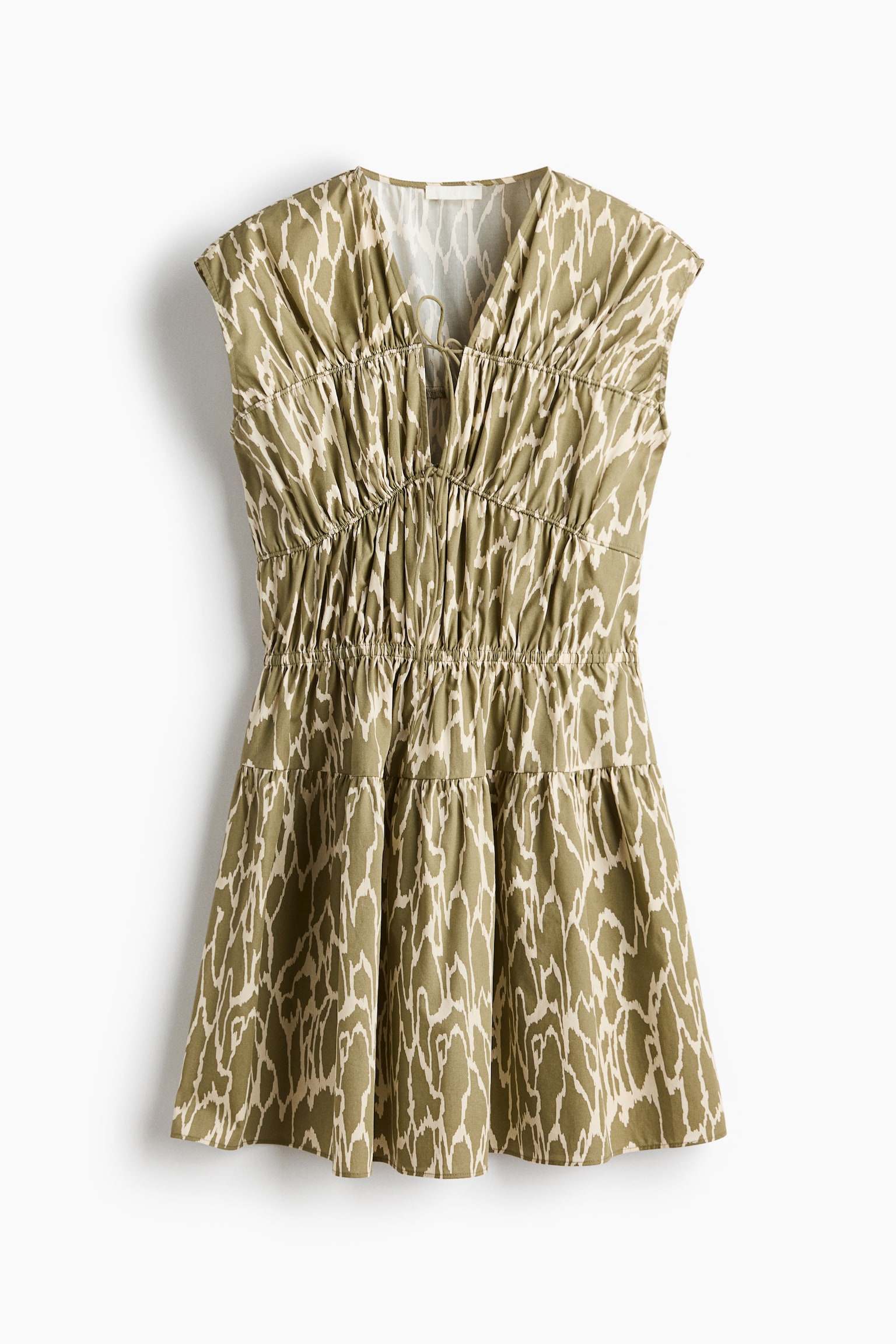 Drawstring-detail poplin dress - Dusty green/Patterned/Dark orange/Paisley pattern/Light turquoise - 1