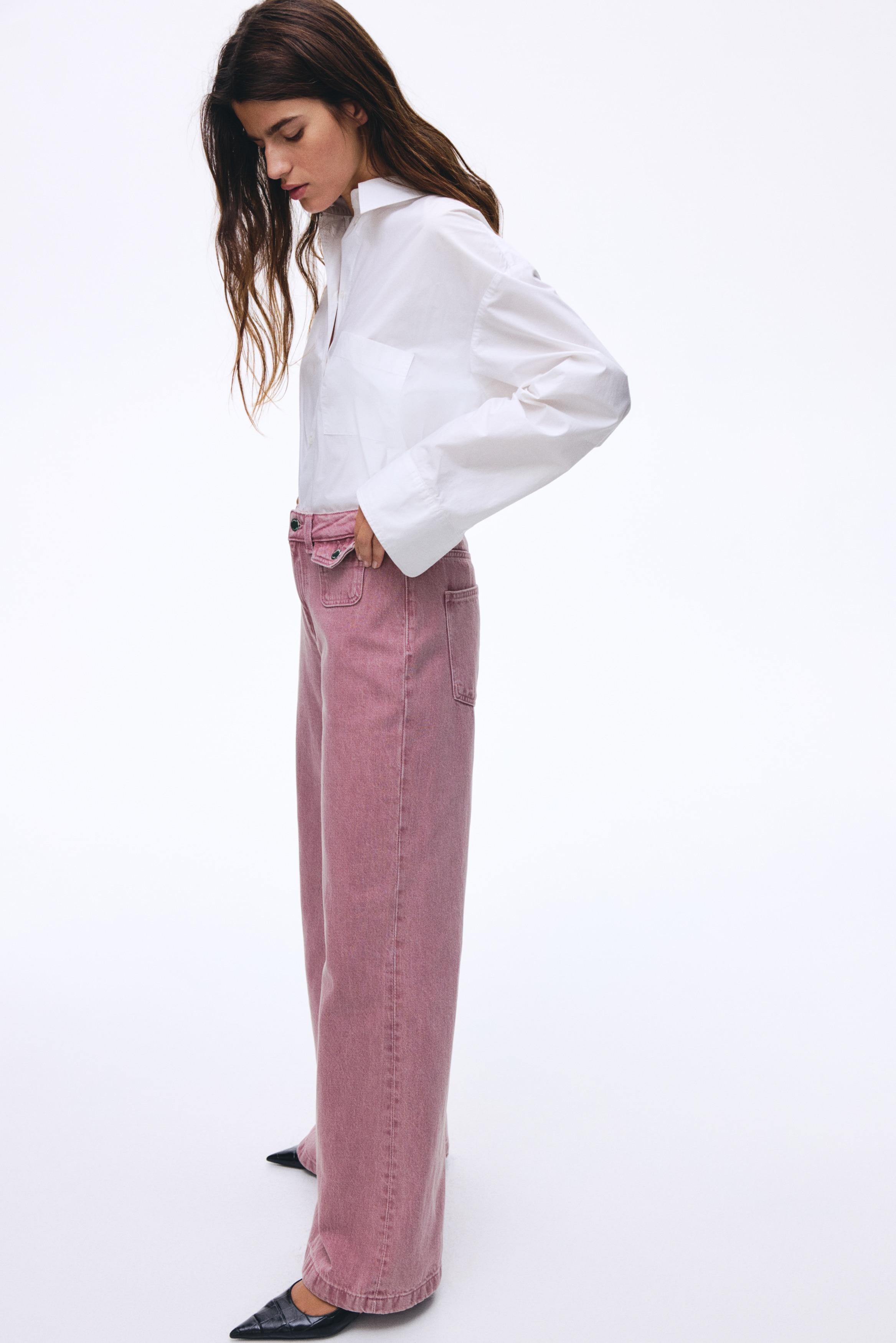 H & M - ワイドハイデニム - ピンク H & M - ワイドハイデニム - ピンク