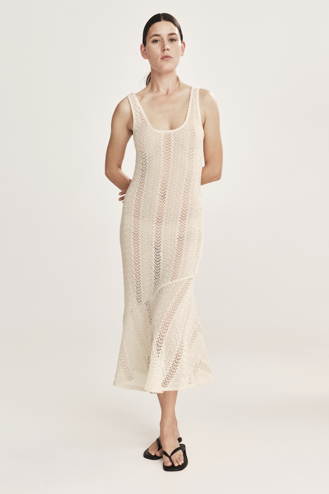 beige crochet midi dress Beige Crochet Fringe Midi Dress Liora