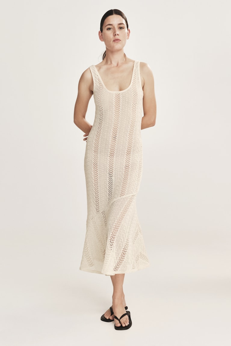 princess polly baby blue dress Solace Cream Crochet Midi Dress main image 0