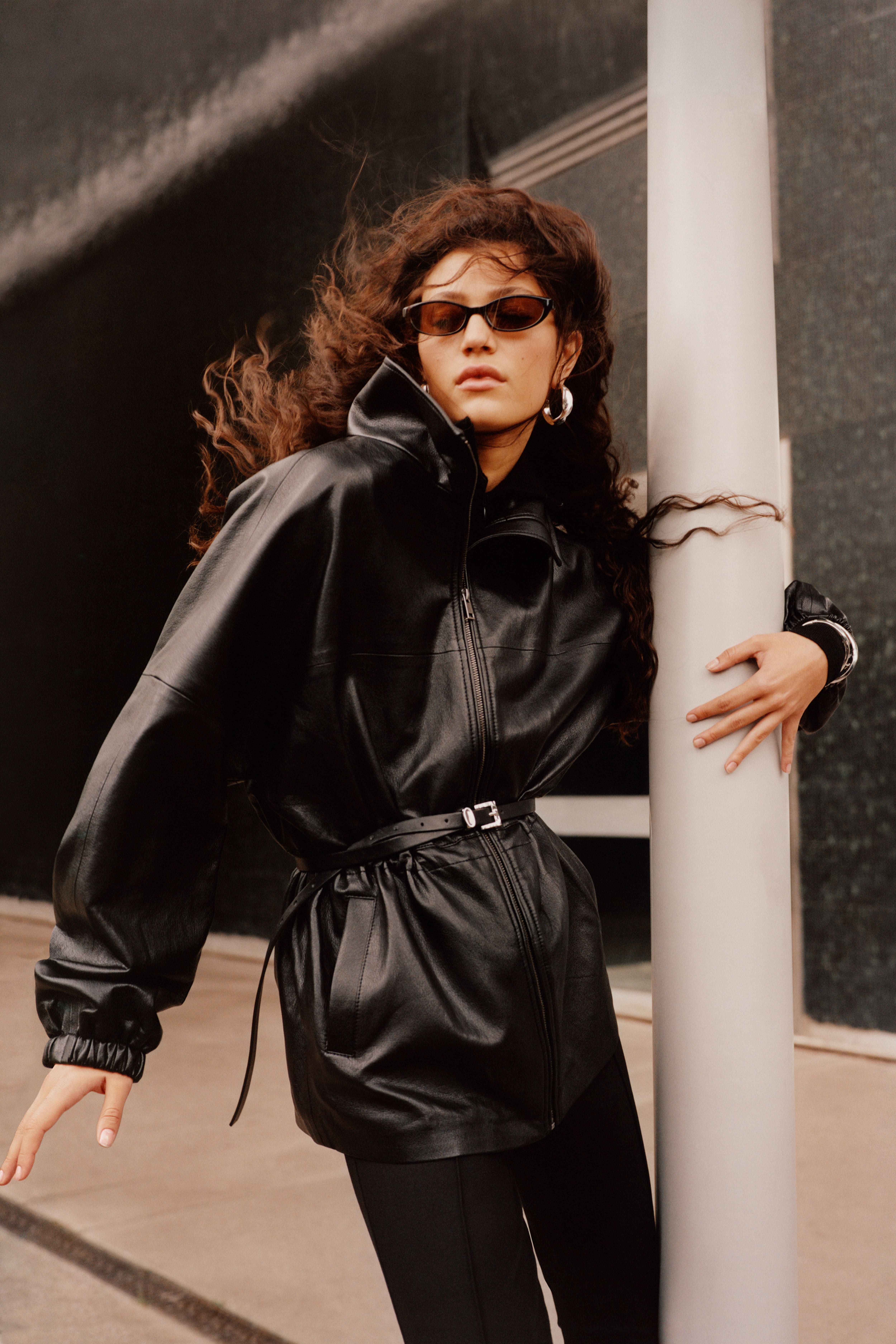 Oversized Drawstring-Waist Jacket