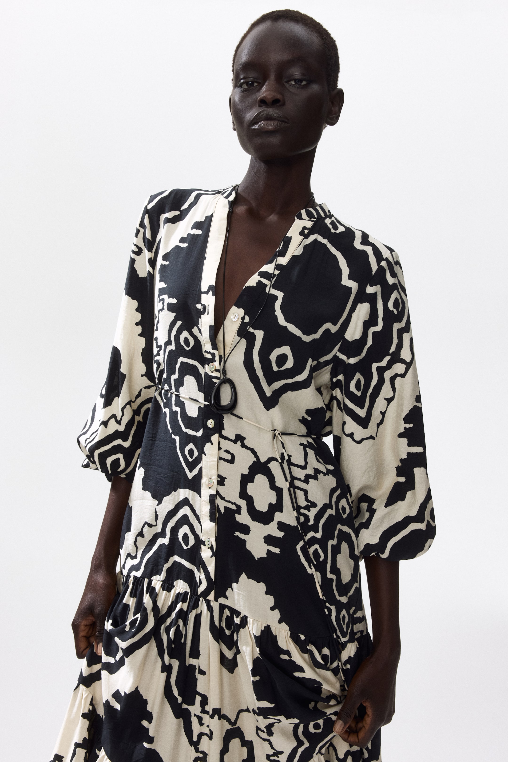View larger image: Printed tiered dress - Black/Patterned - Ladies | H&M 1