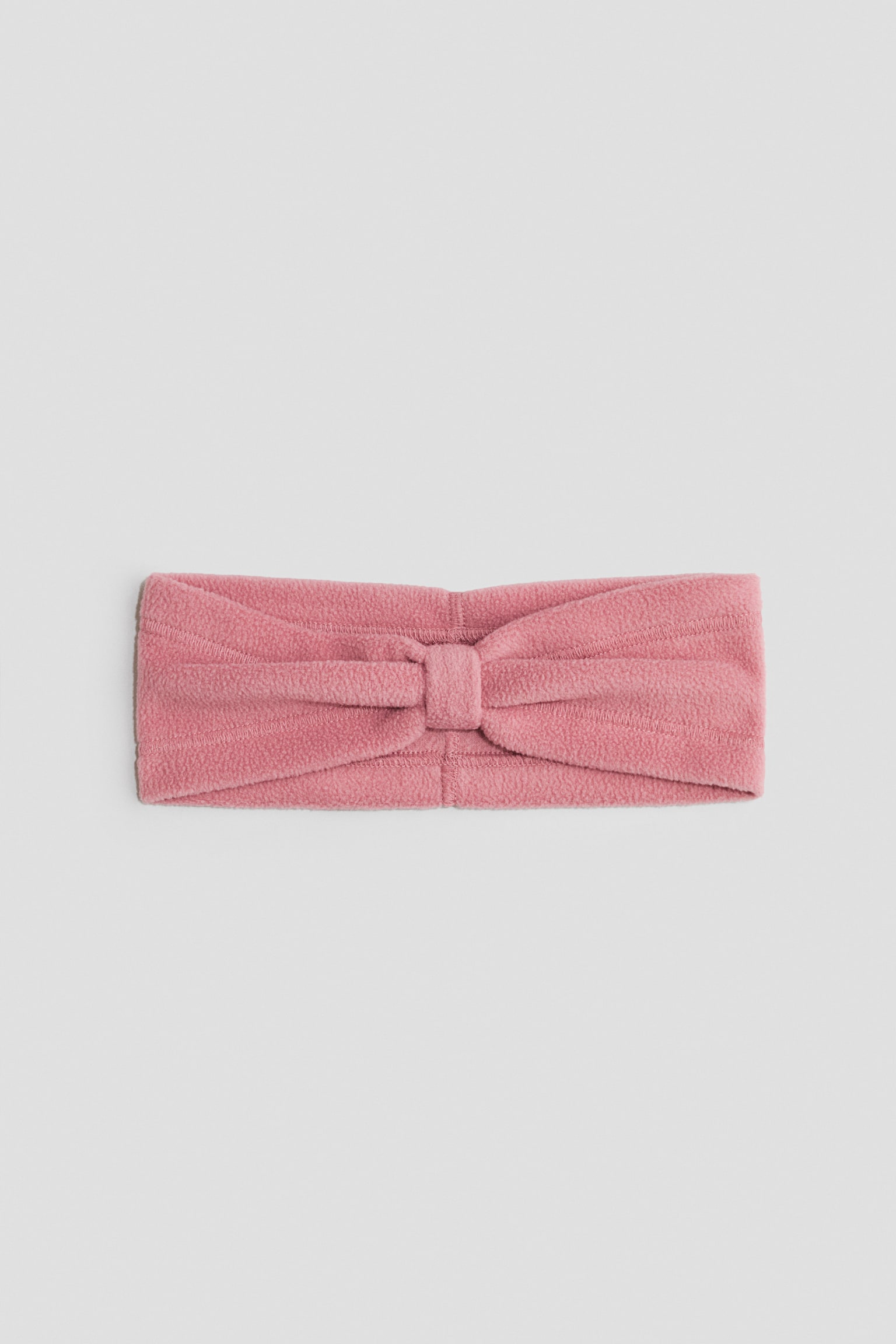 Fleece-Stirnband mit Zierknoten - Mattrosa