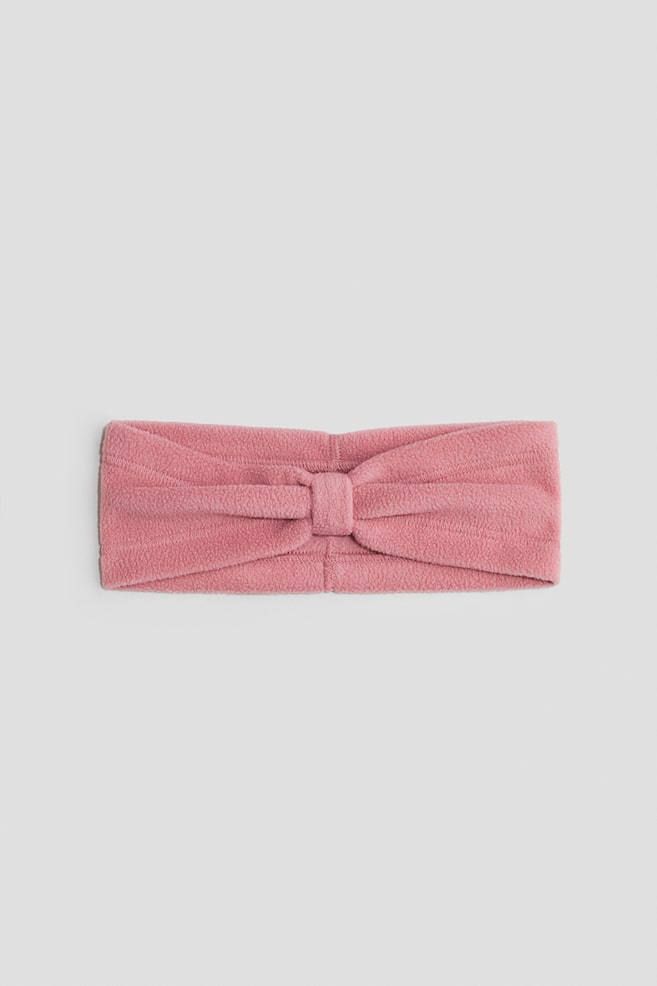 Knot-detail fleece headband - Dusty pink - 1