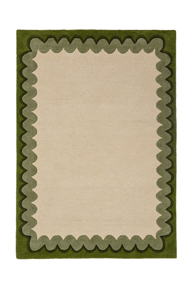 Wiggle Border Tapis En Laine - Vert Olive - 1