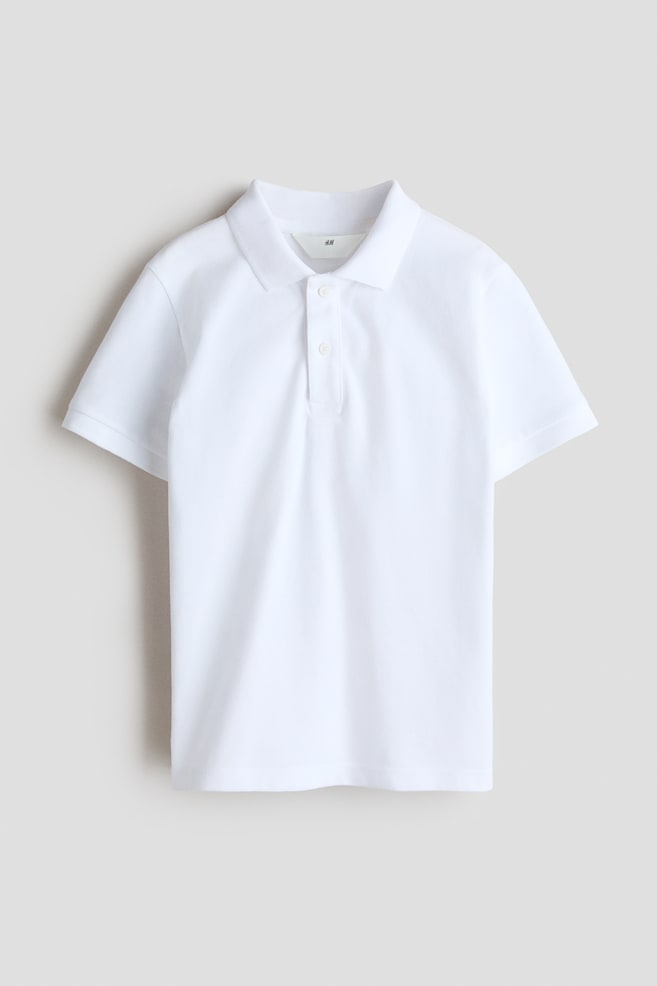 Poloshirt aus Baumwollpikee - Weiß/Schwarz - 1