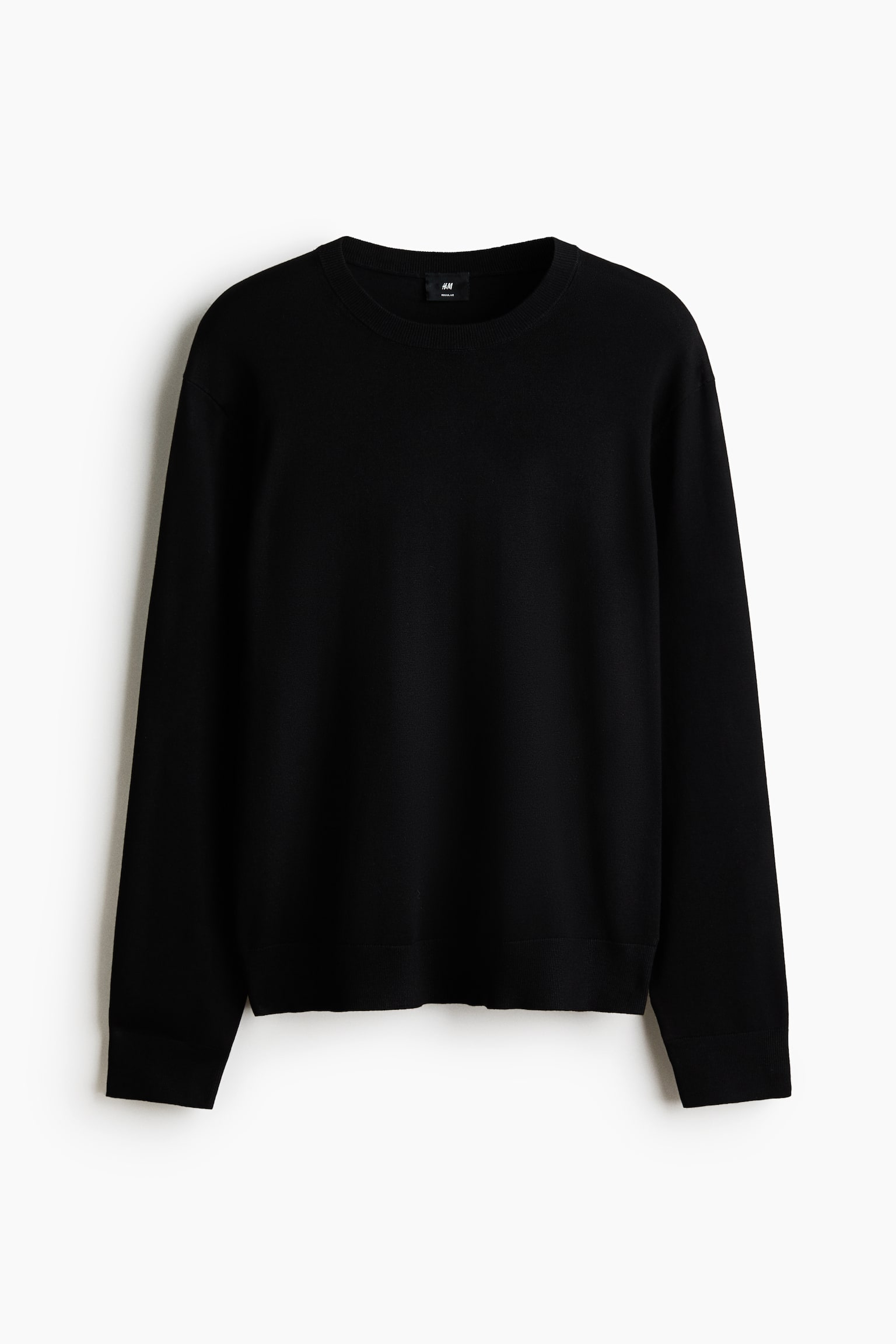 Regular Fit Fine-knit jumper - Black/Dark mole