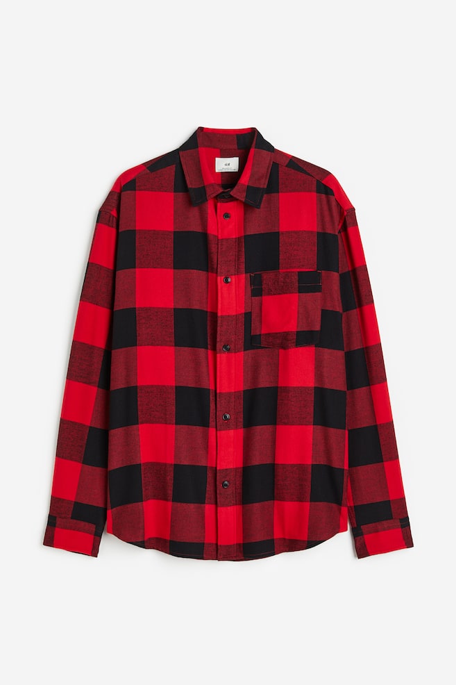 Relaxed Fit Flannel shirt - Red/Checked/Black/Checked/Dark green/Checked/Dark grey/Checked - 2