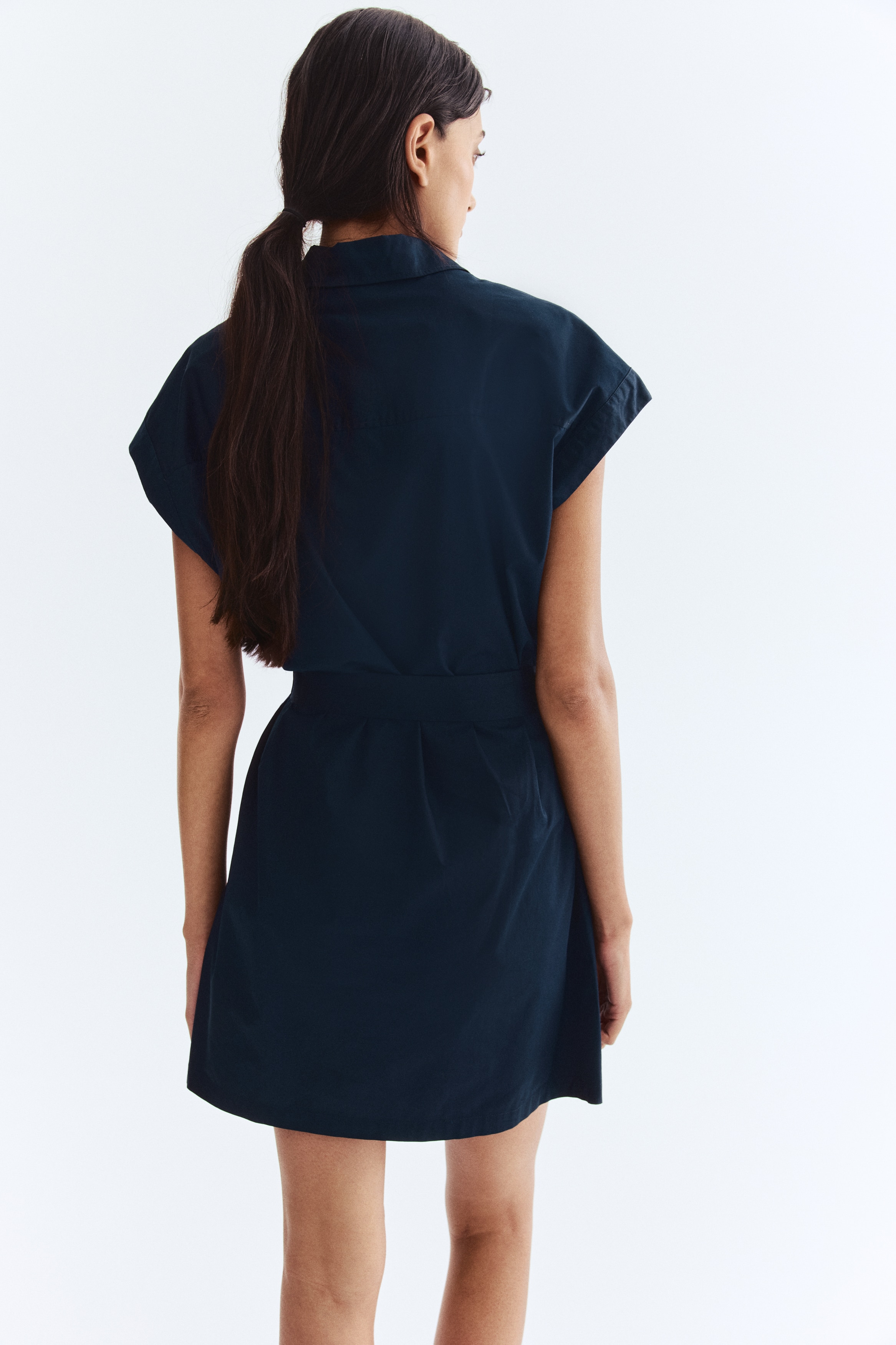 Women's Navy blue Shirt Dress with Belt | H&M US