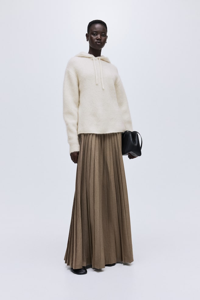 Jersey con capucha en mezcla de mohair - Beige claro/Gris oscuro - 2
