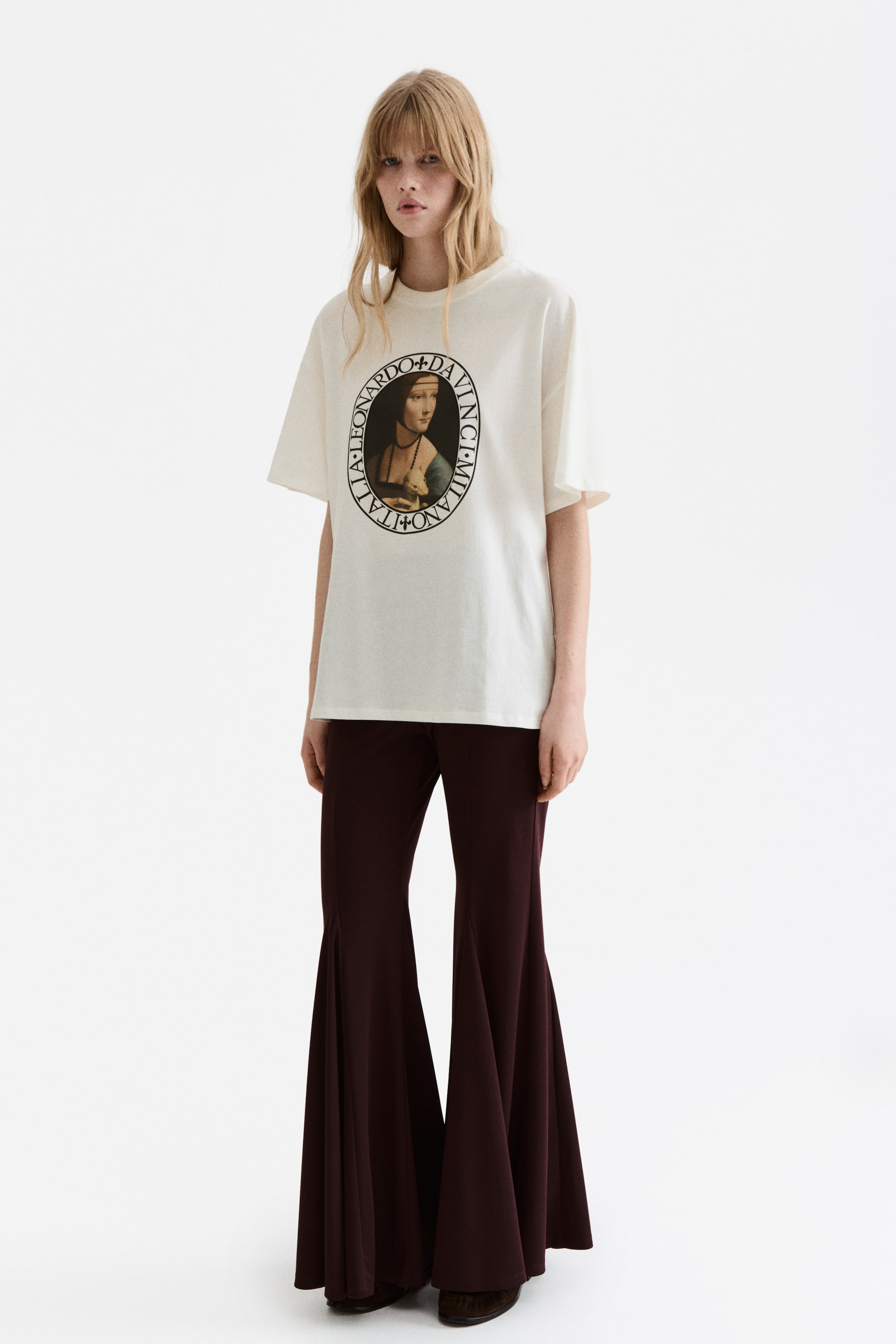 Vezi imaginea mai mare: Tricou supradimensionat cu imprimeu - Alb/Leonardo da Vinci - FEMEI | H&M RO 1