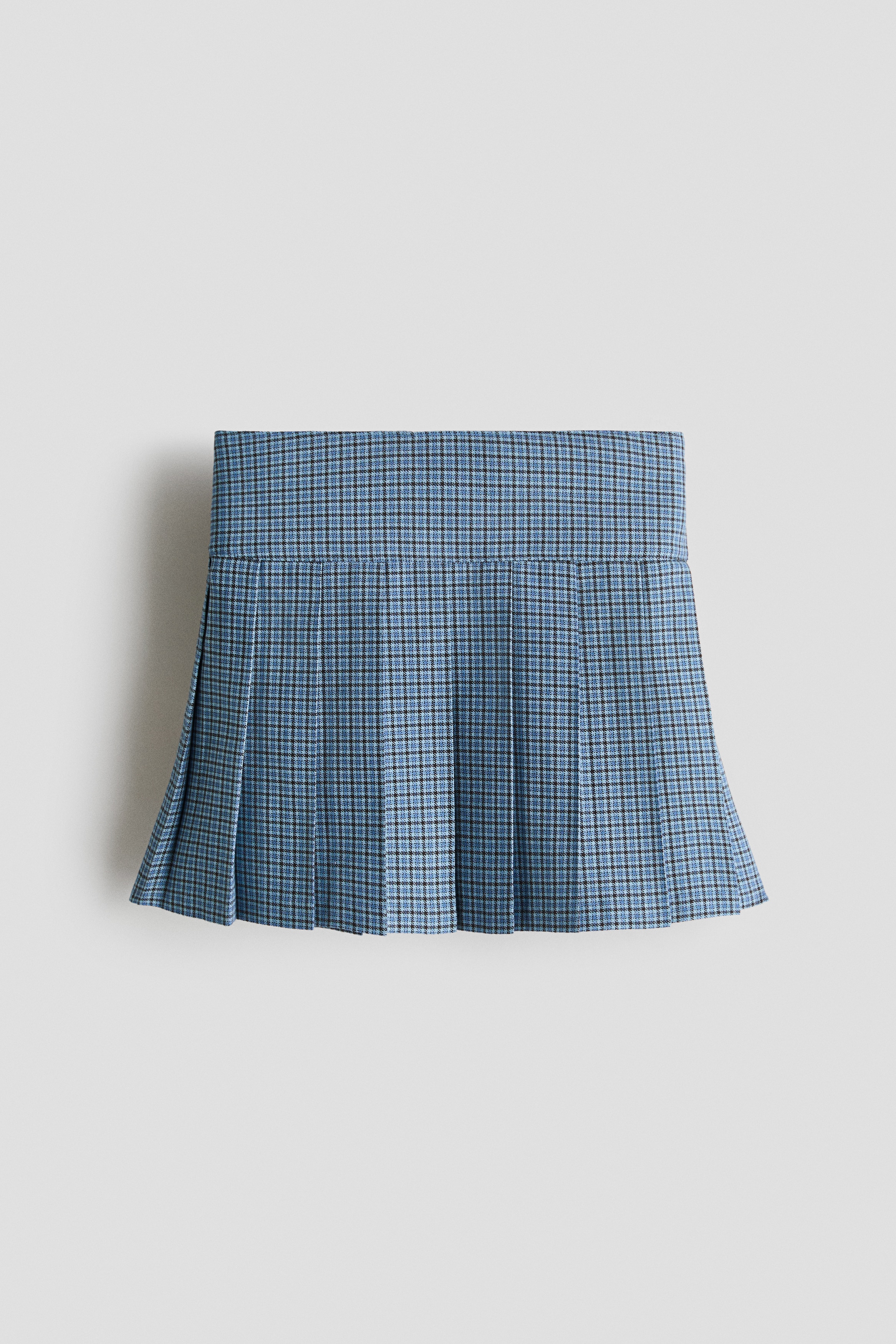 Falda tableada - Azul empolvado/Cuadros/Black/Topo/Cuadros