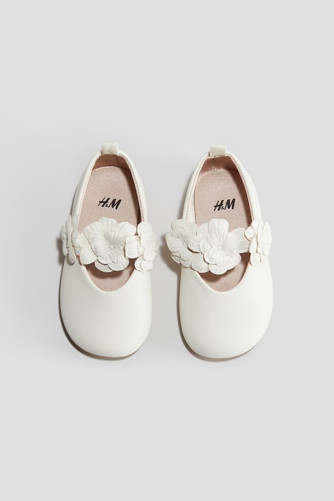 Ballerines avec applications - Blanc - 1