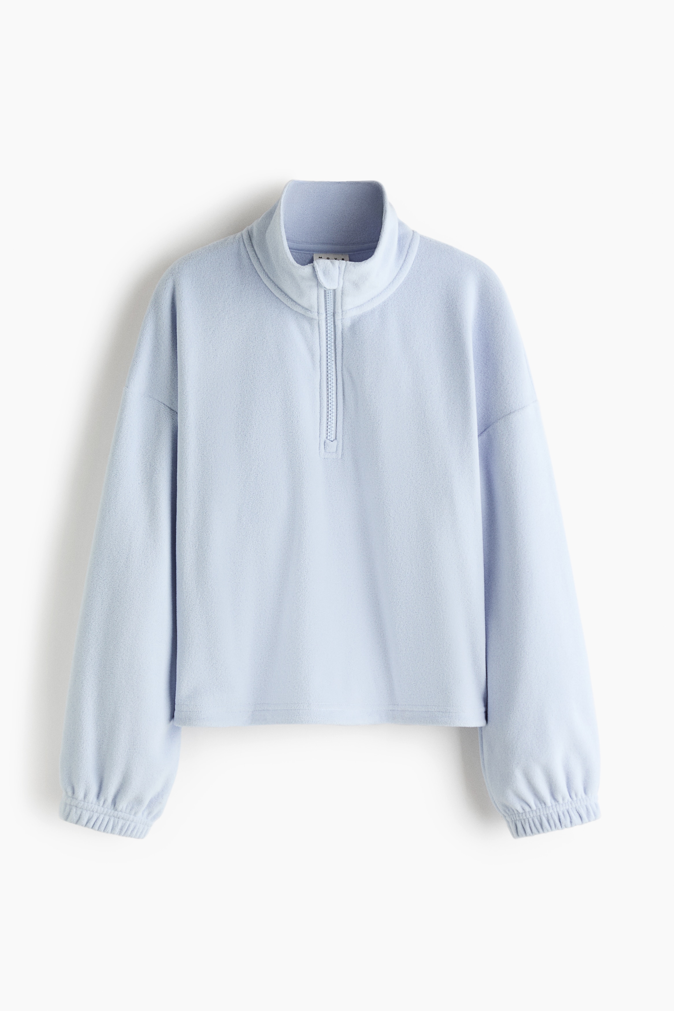 Fleece-Sportshirt mit Kurzreissverschluss - Hellblau/Weiss
