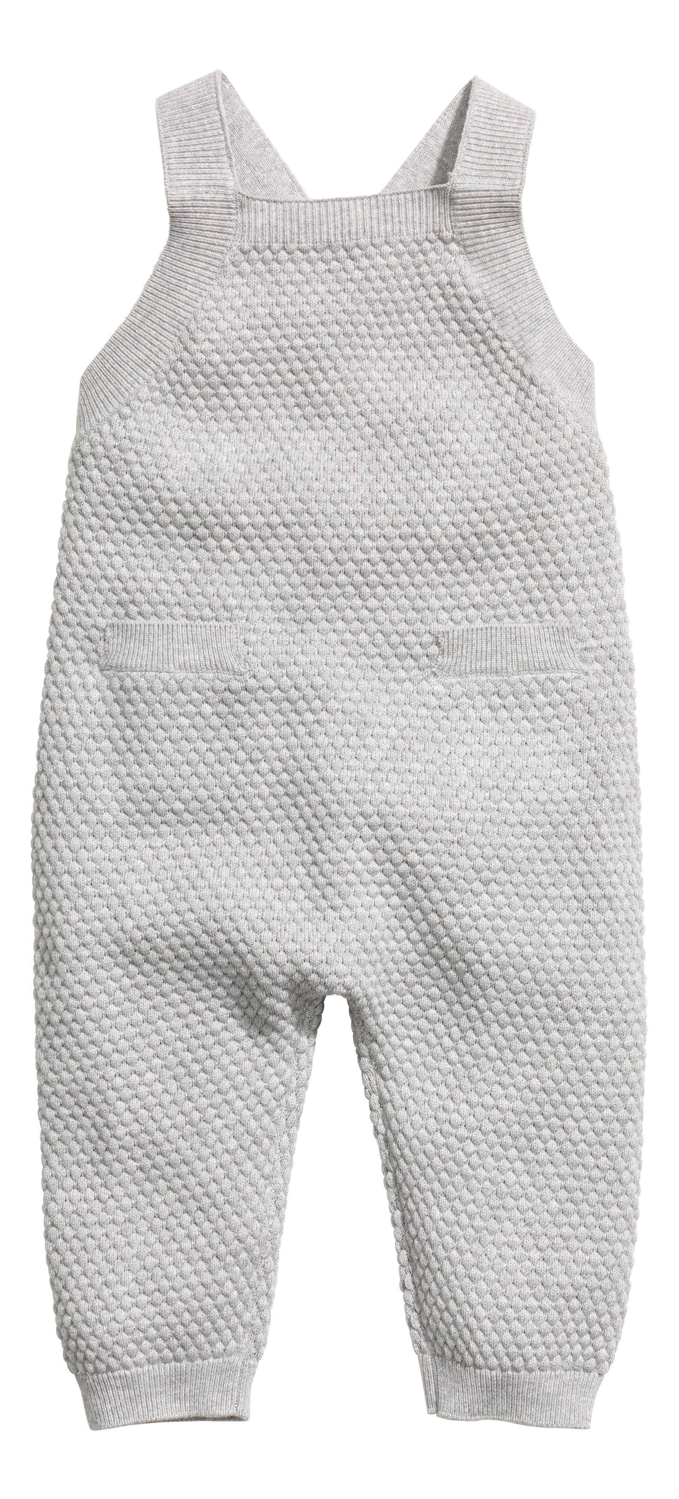 View larger image: Textured-knit romper suit - Light grey - Kids | H&M IE 1