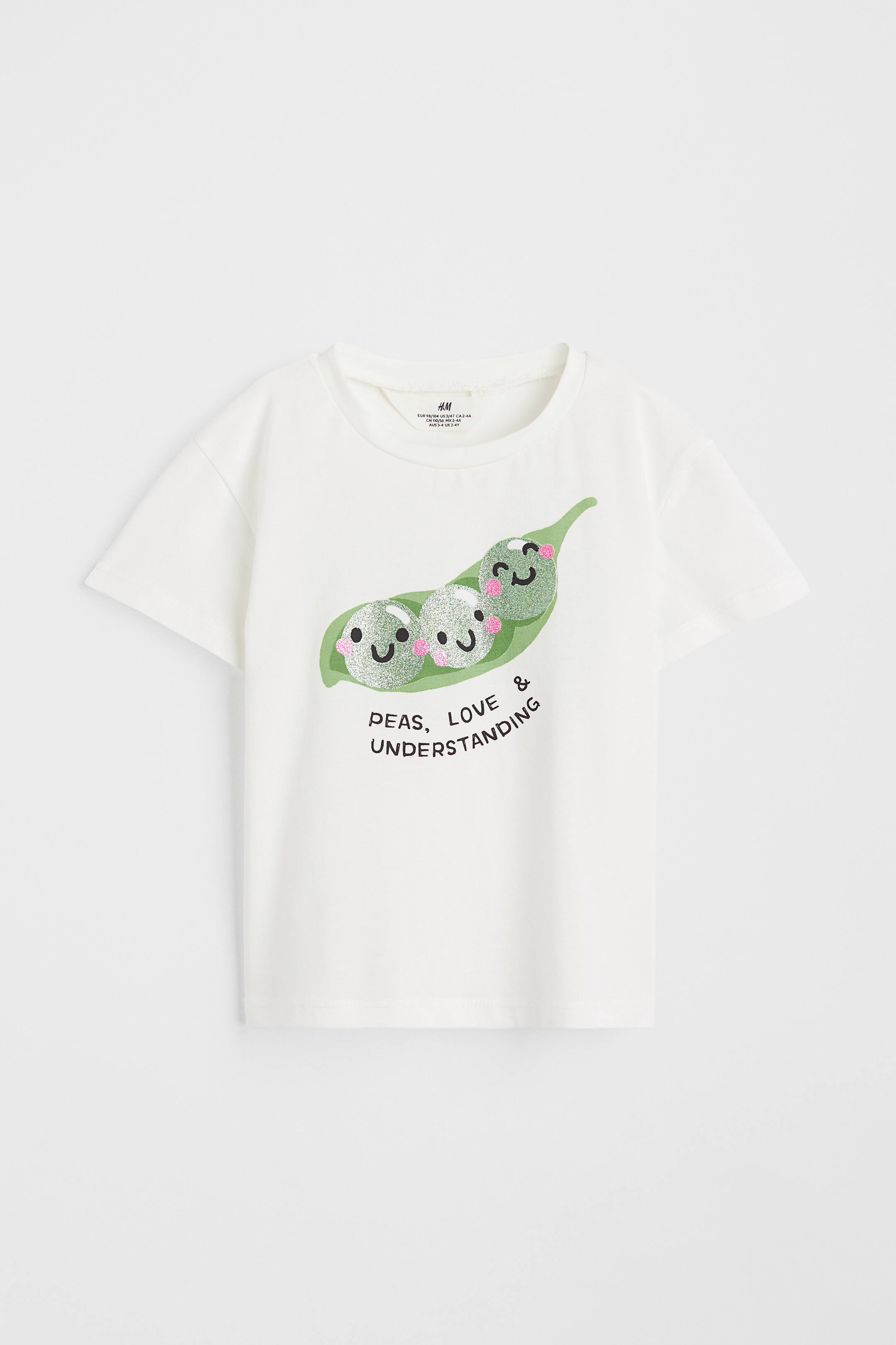 プリントTシャツ - ナチュラルホワイト／ピー - Kids | H&M JP