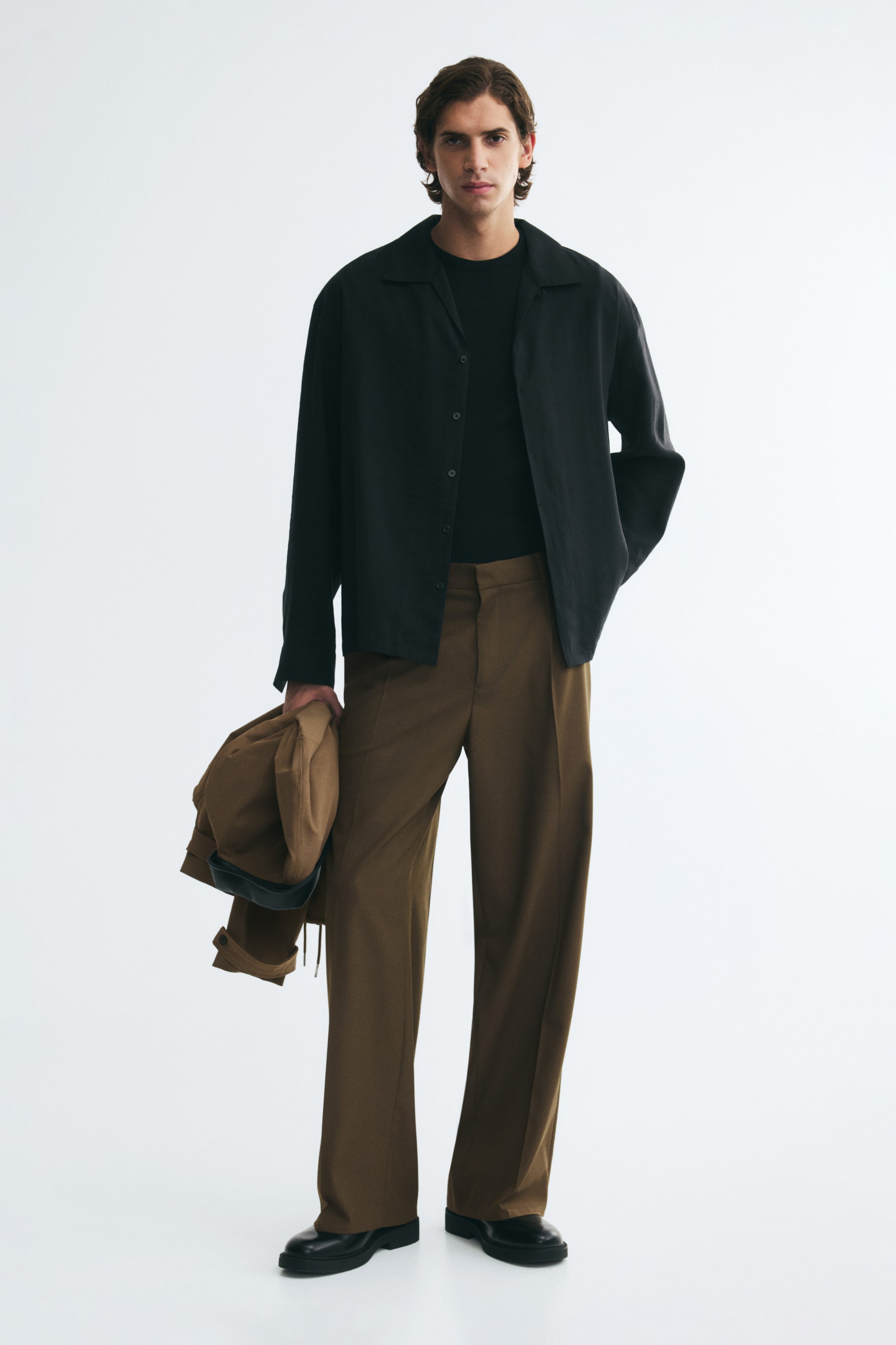 查看大圖: 寬鬆修身長褲 - 卡其綠 - Men | H&M HK 1