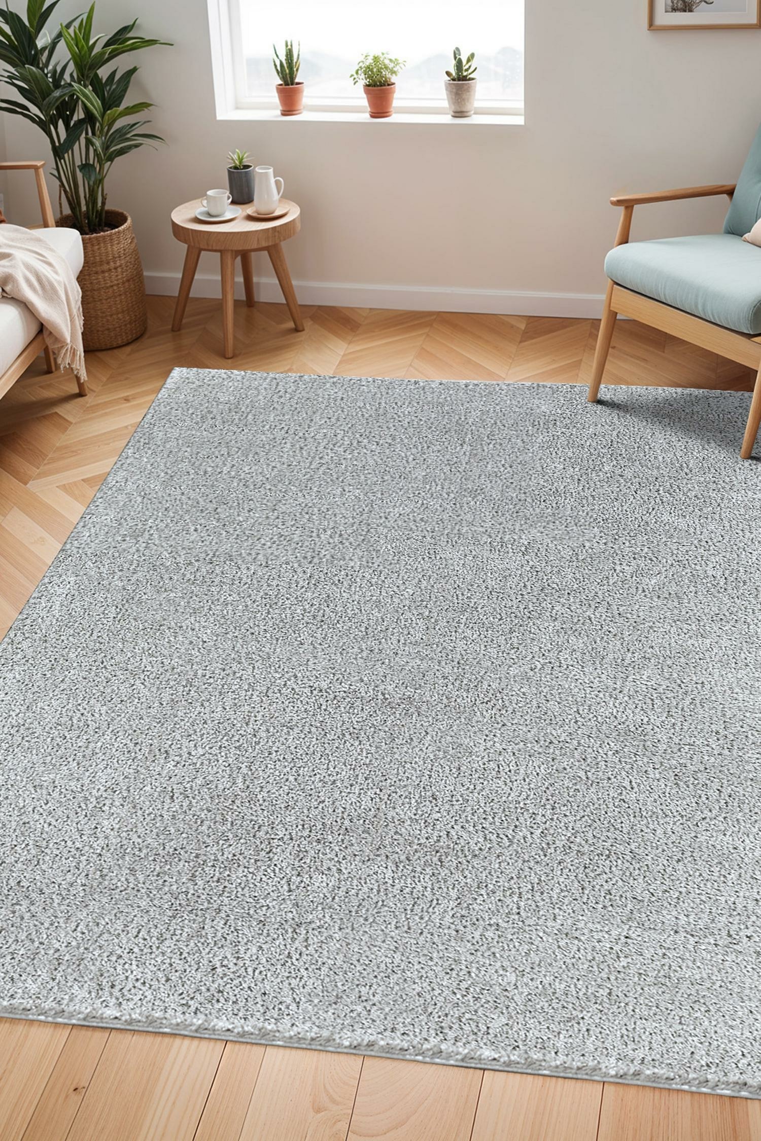 Cloudy Shag Solid Color Plush Pile Rug - Grey/Grey