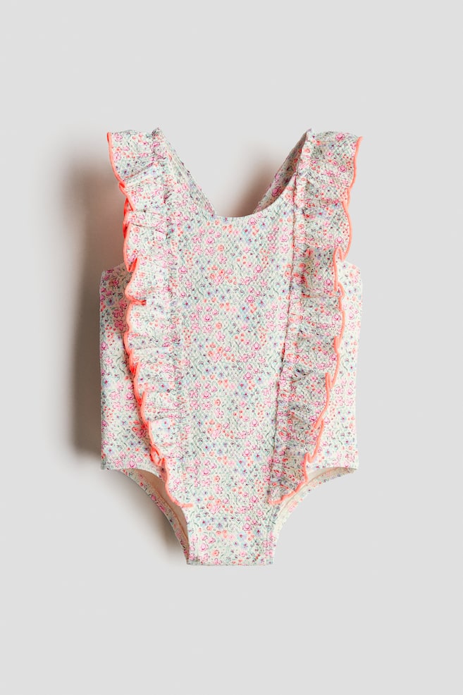 Maillot de bain à volants - Rose/fleuri - 1