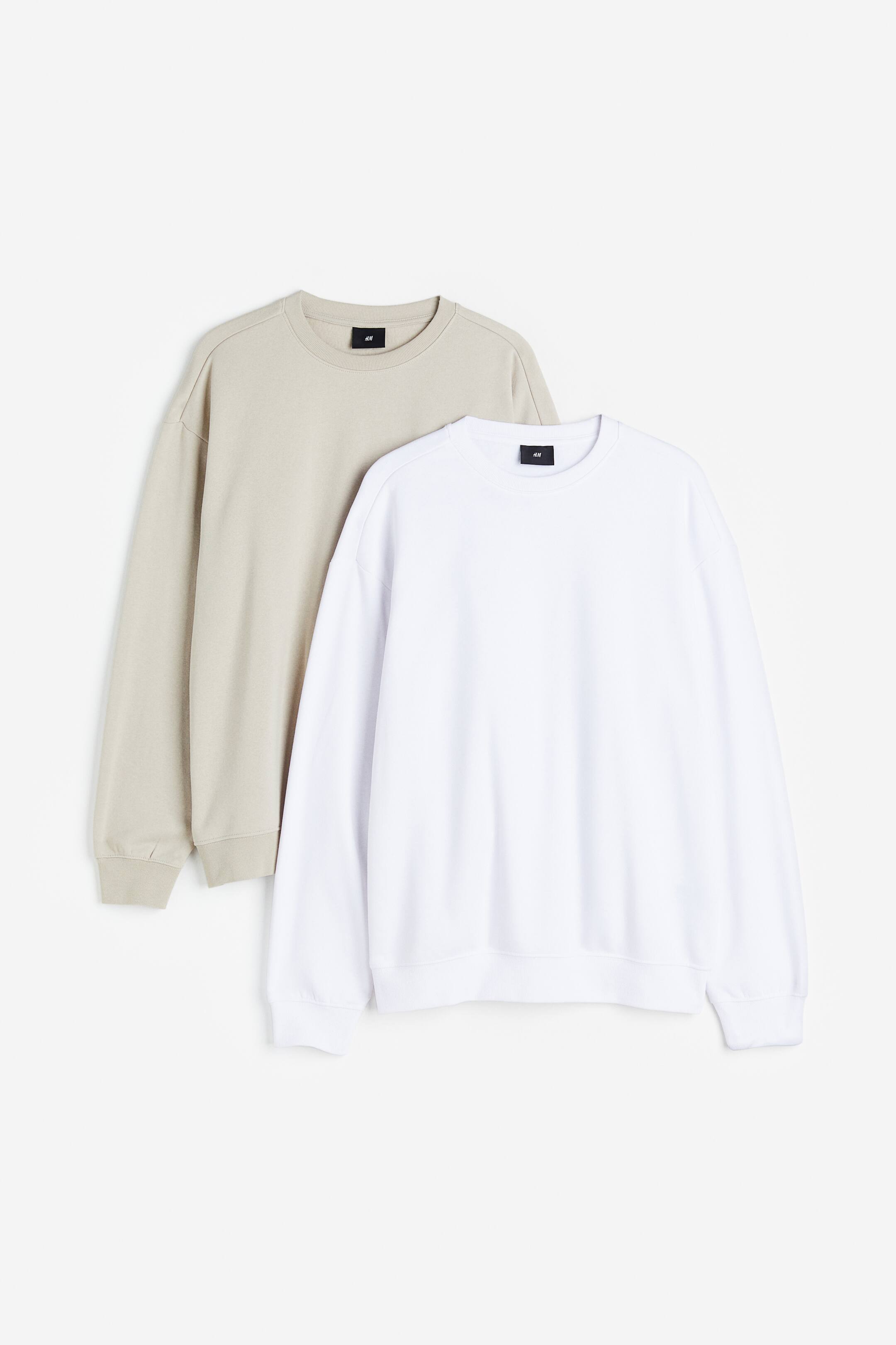 View larger image: 2-pack Loose Fit sweatshirts - Beige/White - Men | H&M 1