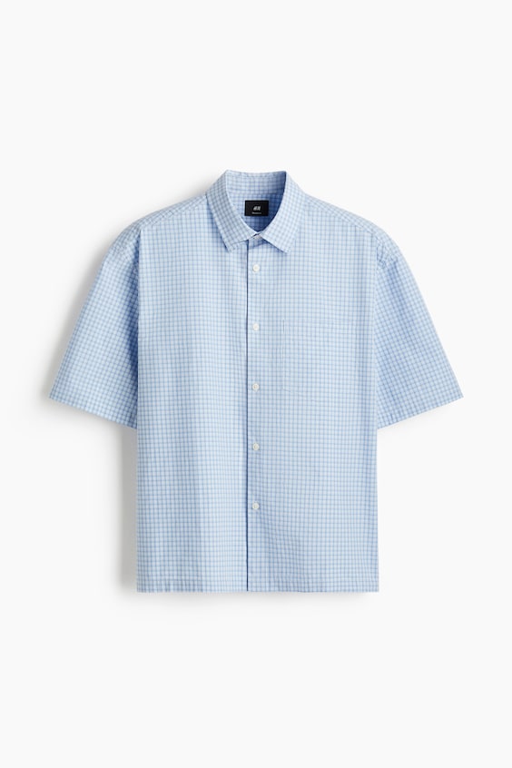 Мужские рубашки H&M Relaxed-Fit Short-Sleeved Shirt