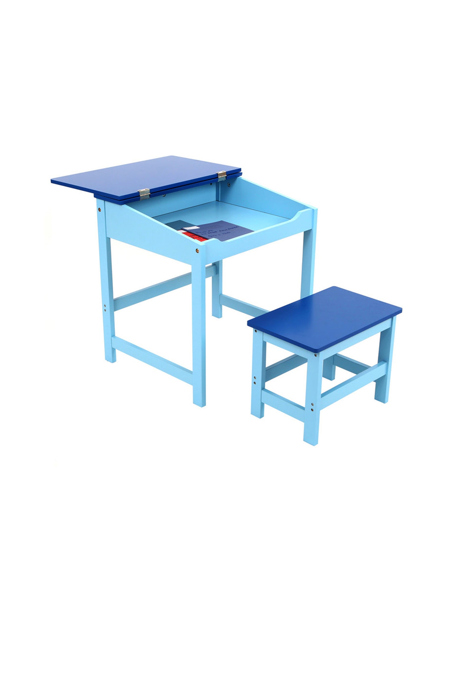 Kids Desk And Stool - Blue/White/Pink - 4