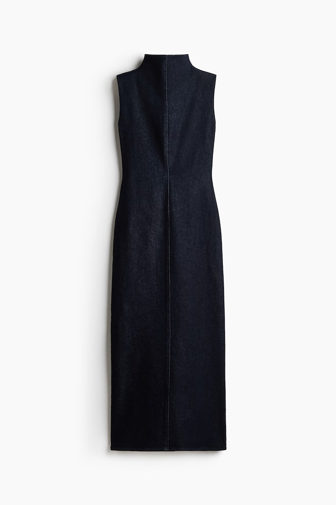 Sleeveless Denim Dress - Dark denim blue - 1
