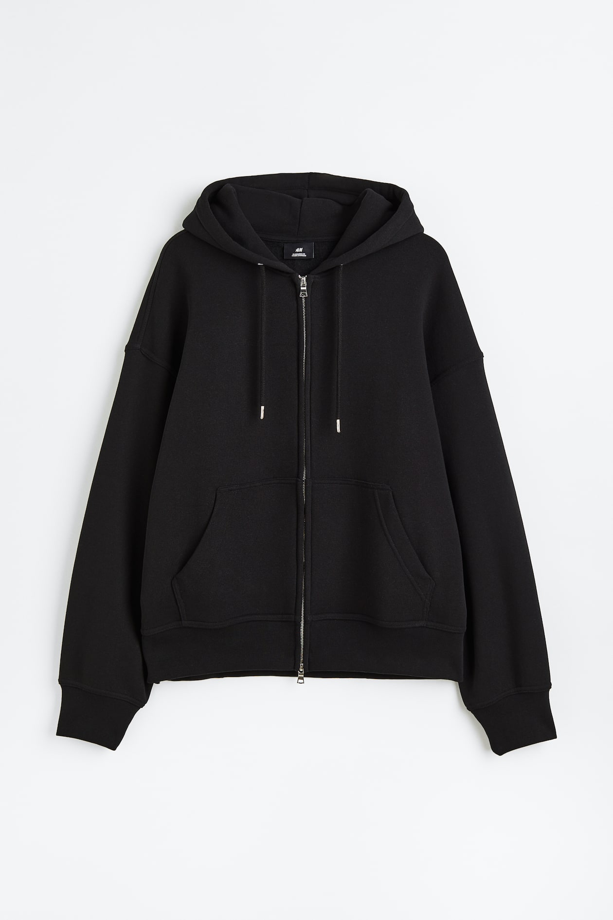 Oversized Fit Zip-through hoodie Black Men H&M IN