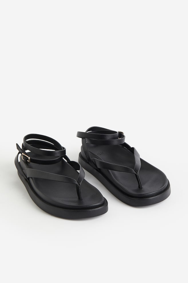 Leather flip-flops - Black - 3