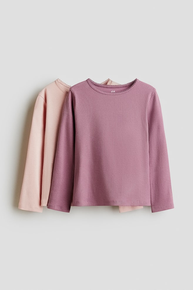 2-pack cotton tops - Light pink/Plum/Black/White - 1