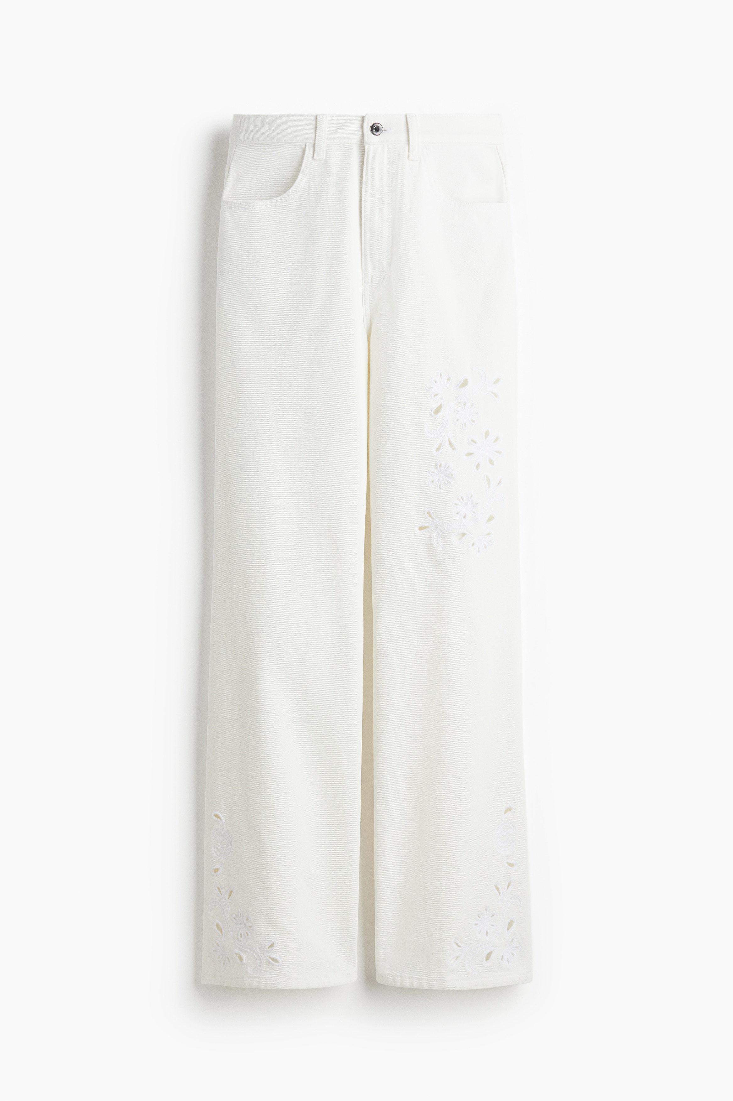 Byxa med broderie anglaise - Vit